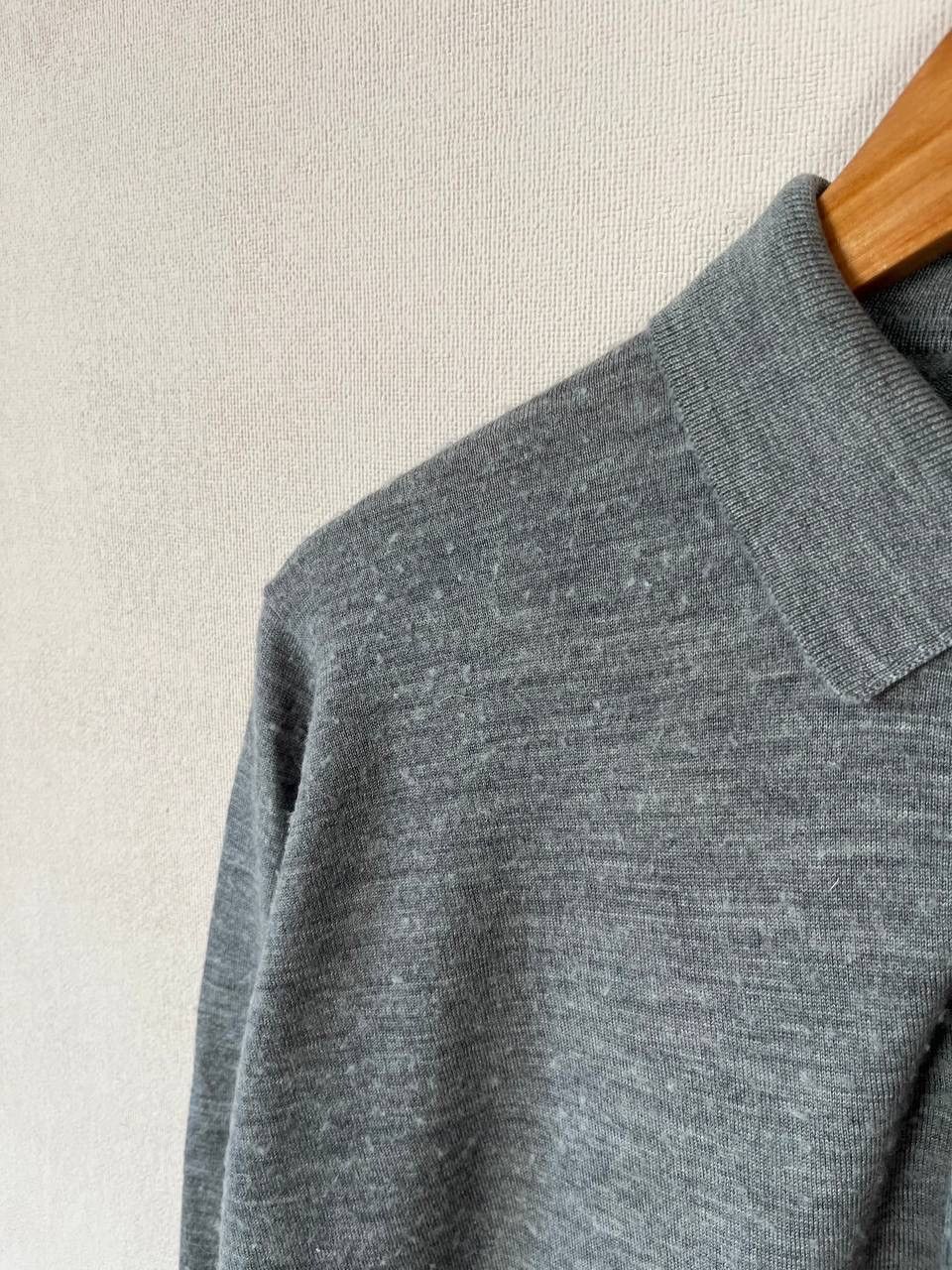 John Smedley John Smedley Gray Wool Knit Pullover Sweater Collared Button Size US L / EU 52-54 / 3 - 4 Thumbnail