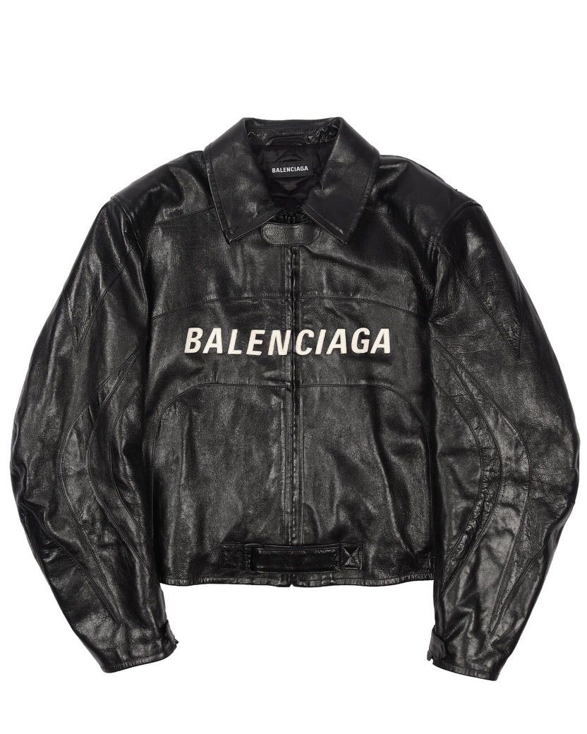 Balenciaga 🔥RUNWAY🔥Balenciaga Oversized Logo Motorcycle Leather Jacket Size US S / EU 44-46 / 1 - 1 Thumbnail