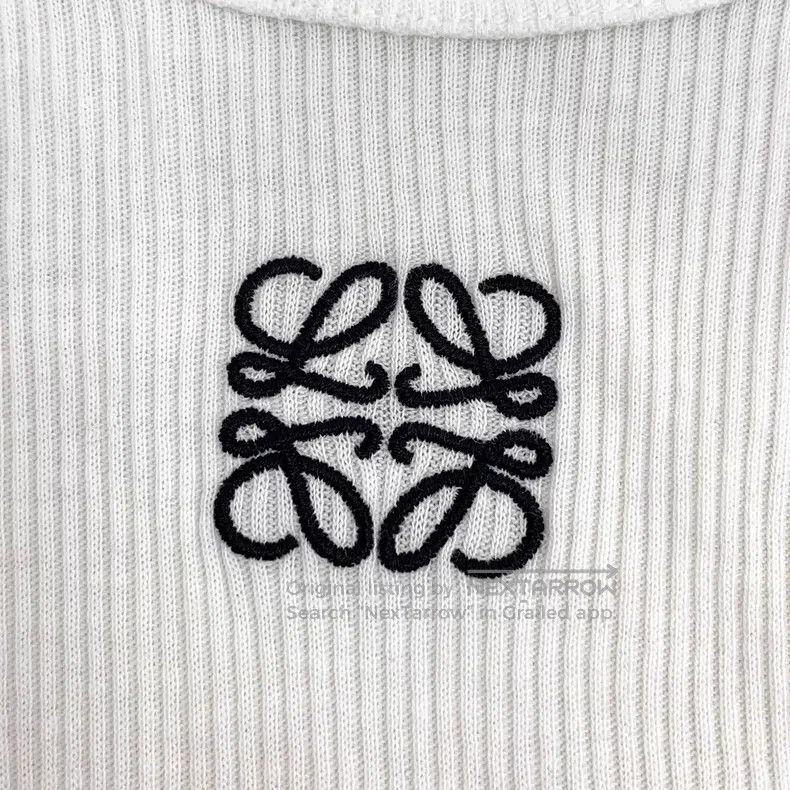 Loewe Loewe White logo embroidered cotton round neck sleeveless Size L / US 10 / IT 46 - 4 Thumbnail