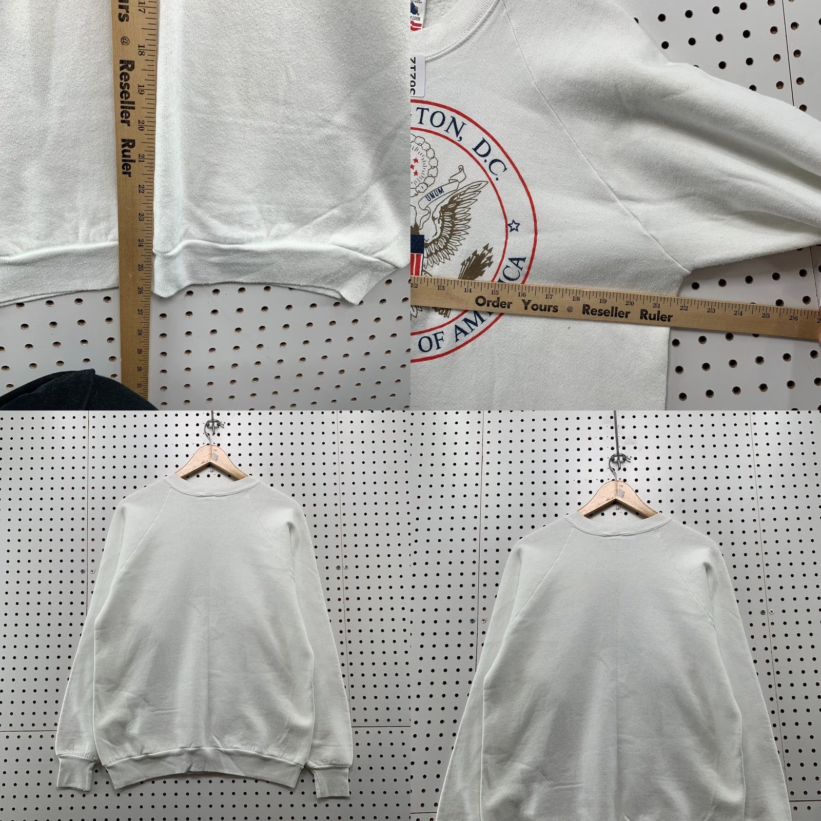 Fruit Of The Loom VINTAGE Washington DC Sweatshirt Mens Large White Raglan Made USA Crewneck 90s USA Fruit of the Loom Sweatshirt Size US L / EU 52-54 / 3 - 8 Thumbnail