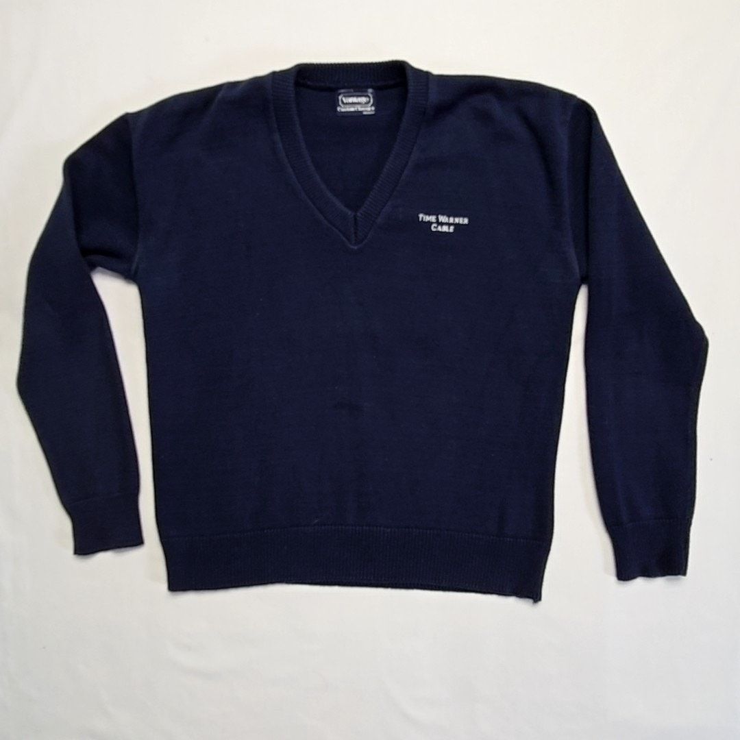 Vintage Vantage Time Warner Cable Sweater Navy Blue V-Neck XL 90s Size US XL / EU 56 / 4 - 1 Thumbnail