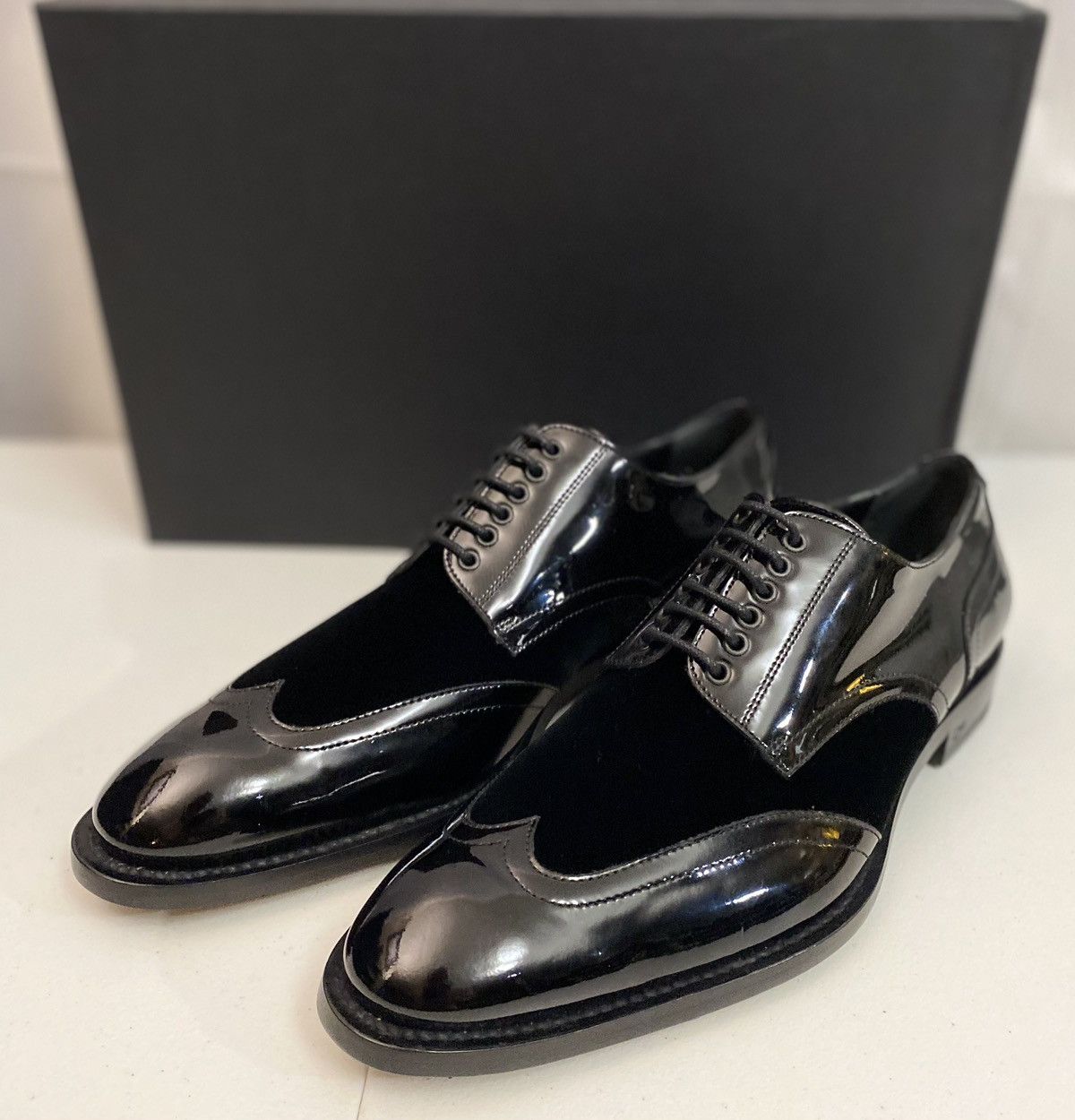 Dsquared2 Dsquared2 🇮🇹 Black Patent/Velvet Handmade Derby 7.5 NEW Size US 7.5 / EU 40-41 - 8 Thumbnail