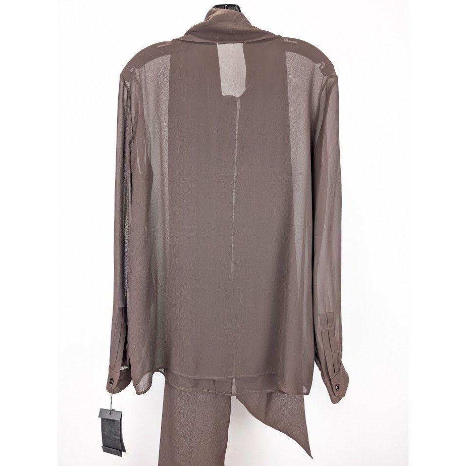 Saint Laurent Paris o1rshd1 Silk Lavalliere Shirt in Brown Size US S / EU 44-46 / 1 - 12 Thumbnail
