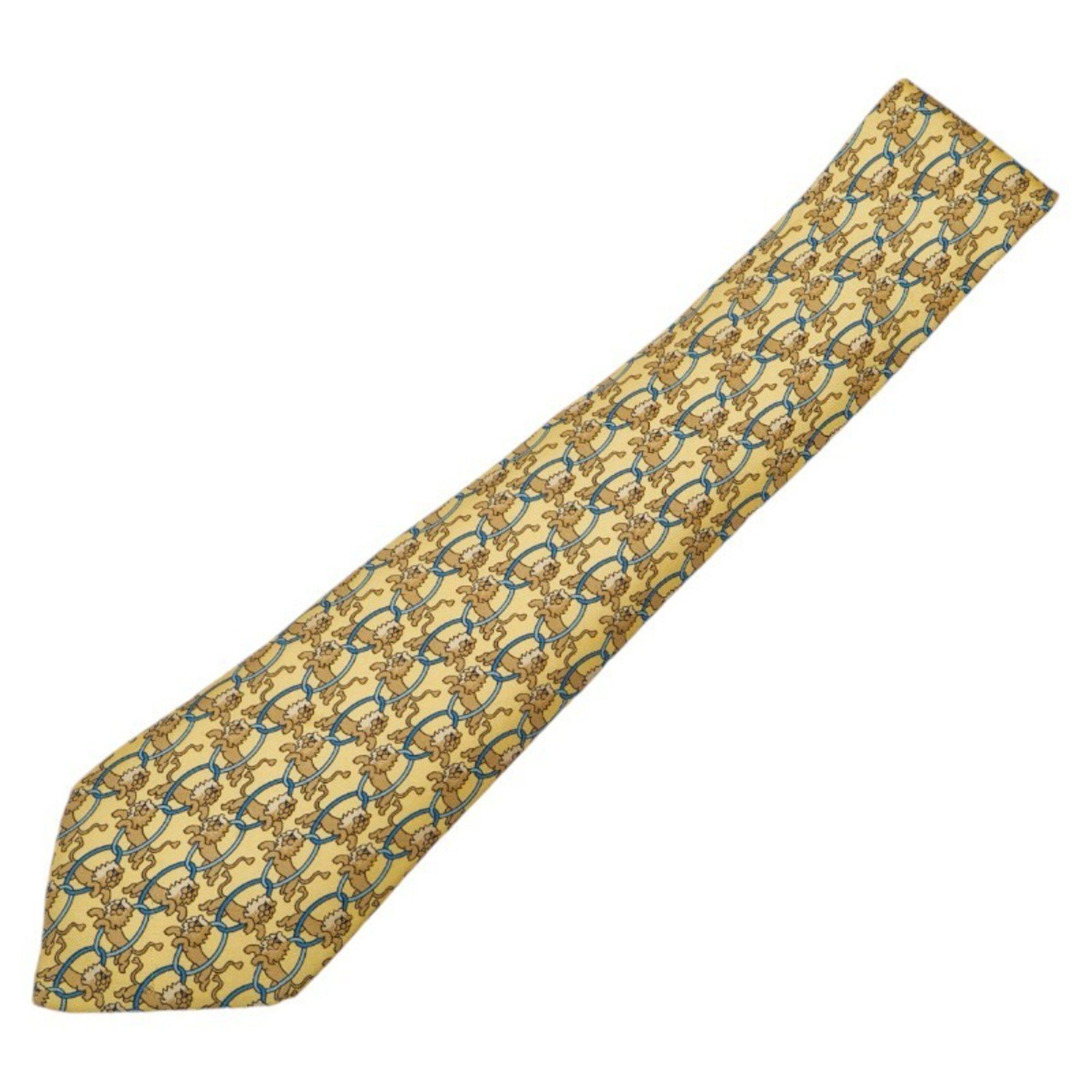 Hermes Hermes Animal Print Tie Yellow Multicolor Silk Men's HERMES Size ONE SIZE - 1 Thumbnail