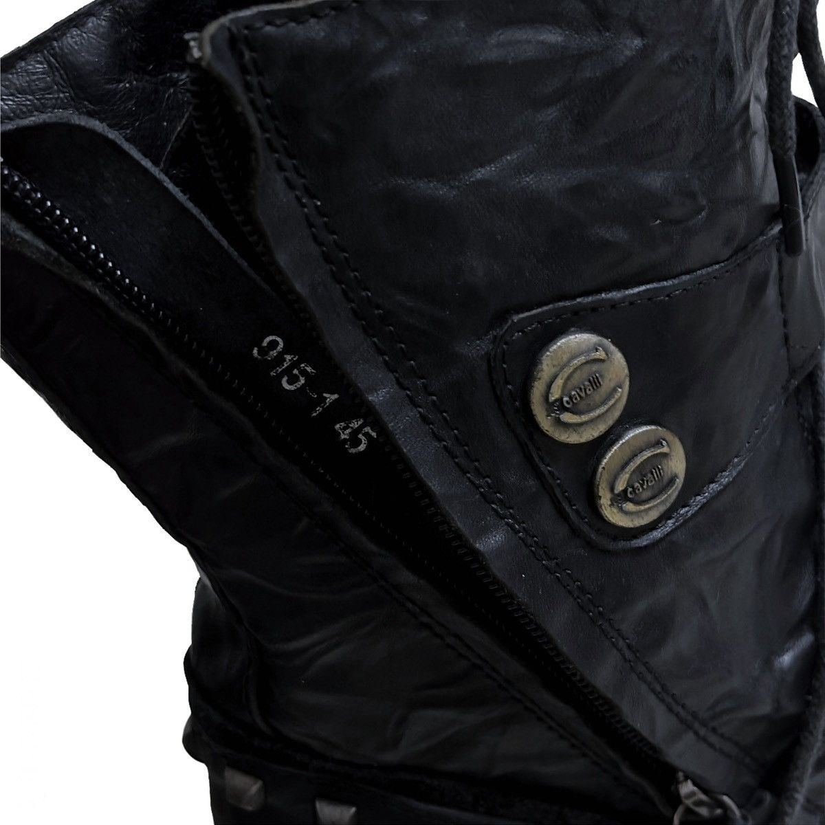 Roberto Cavalli 00s Just Cavalli Studded Buckle Wrinkled Boots Size US 10.5 / EU 43-44 - 6 Thumbnail