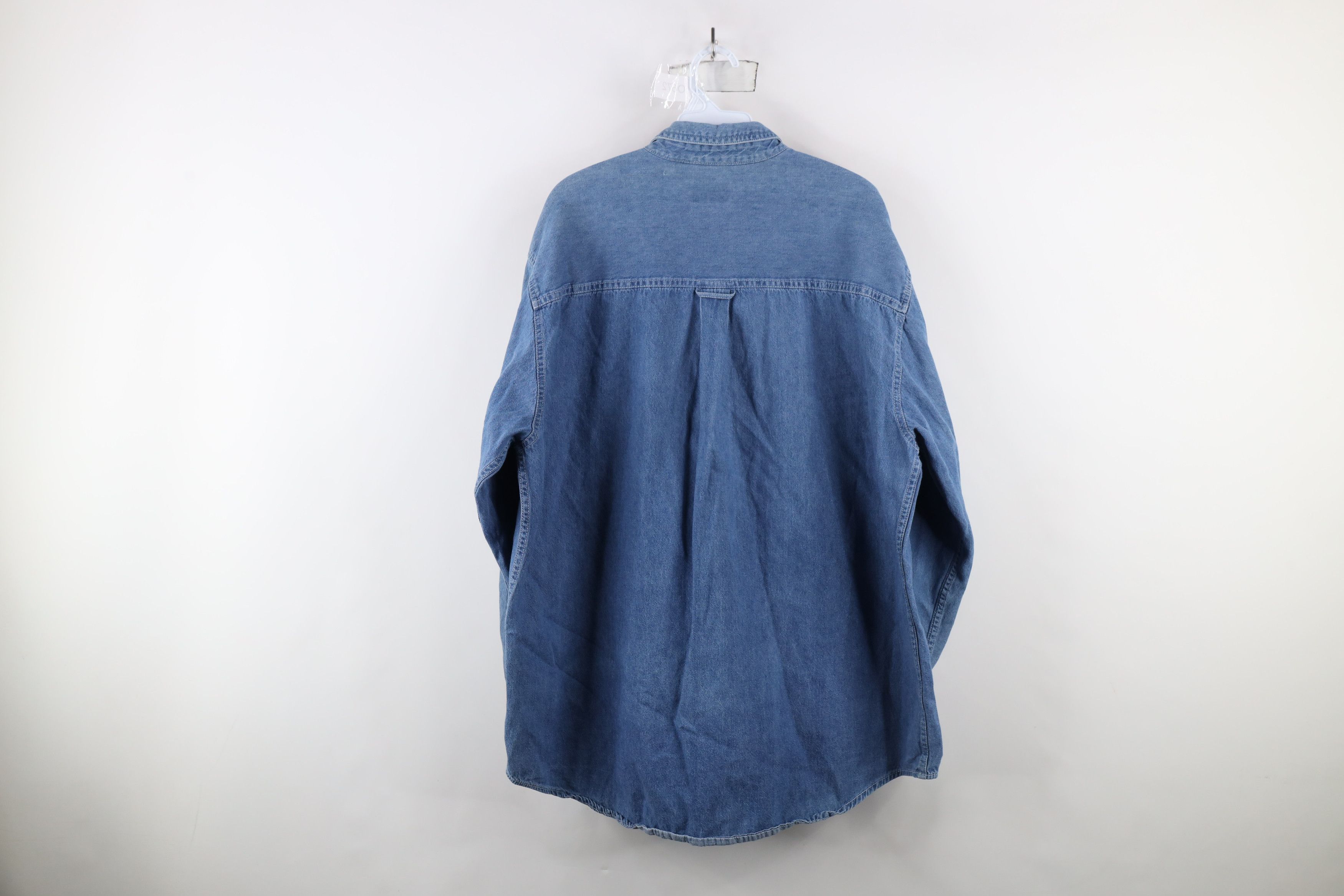 Vintage Vintage 90s Streetwear Denim Jean Button Down Shirt Blue Size US XL / EU 56 / 4 - 10 Thumbnail