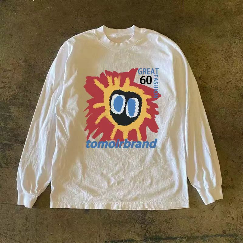 Japanese Brand × Vintage White retro cartoon print long sleeve t-shirt Size US L / EU 52-54 / 3 - 1 Thumbnail