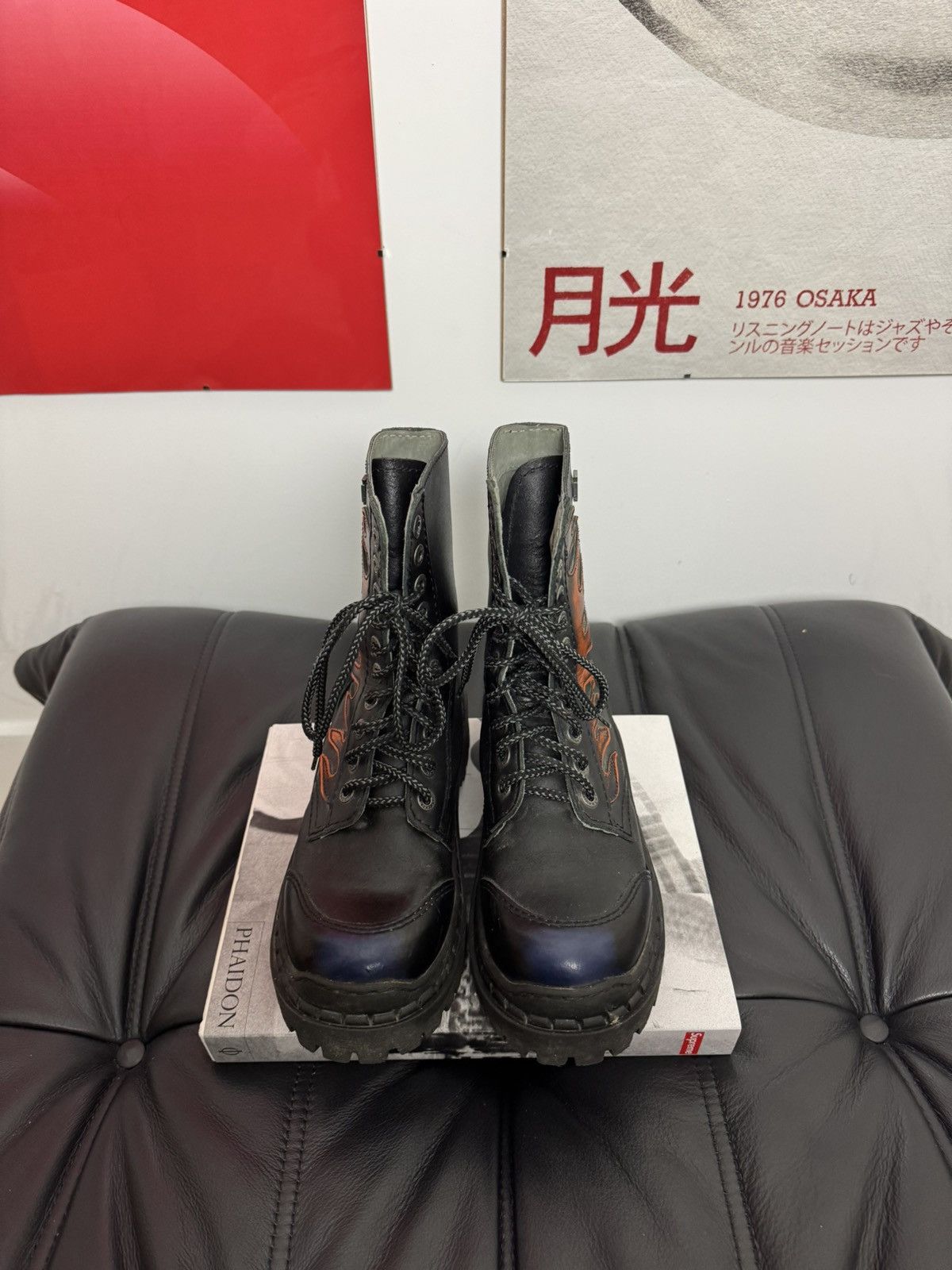 West Coast Choppers Vintage West Coast Choppers 90s Leather Derby Hi Boots Flame Size US 7 / EU 40 - 2 Thumbnail