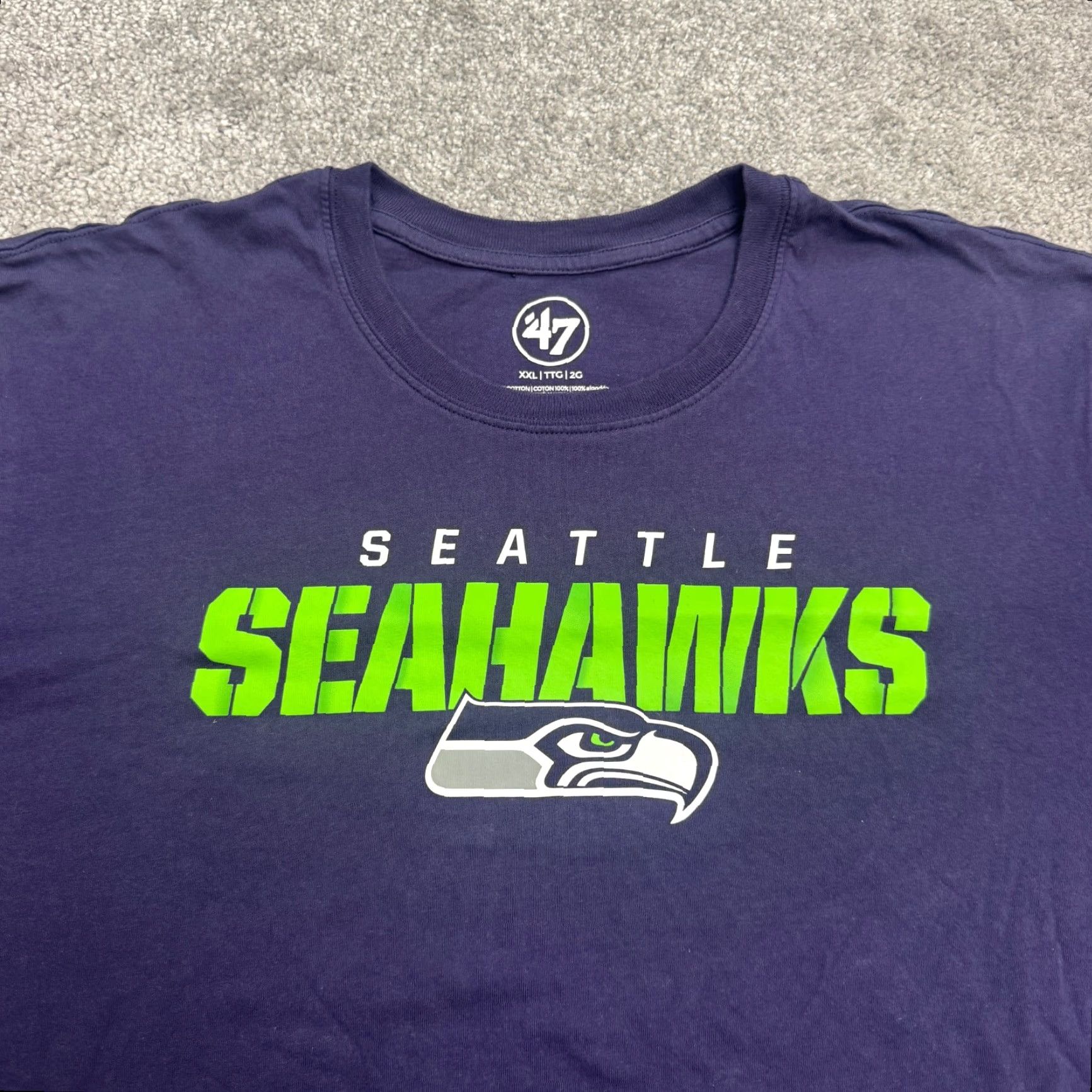 47 47 Seattle Seahawks Graphic T-Shirt Mens 2XL Navy Blue Cotton Sports Tee Size US XXL / EU 58 / 5 - 4 Thumbnail