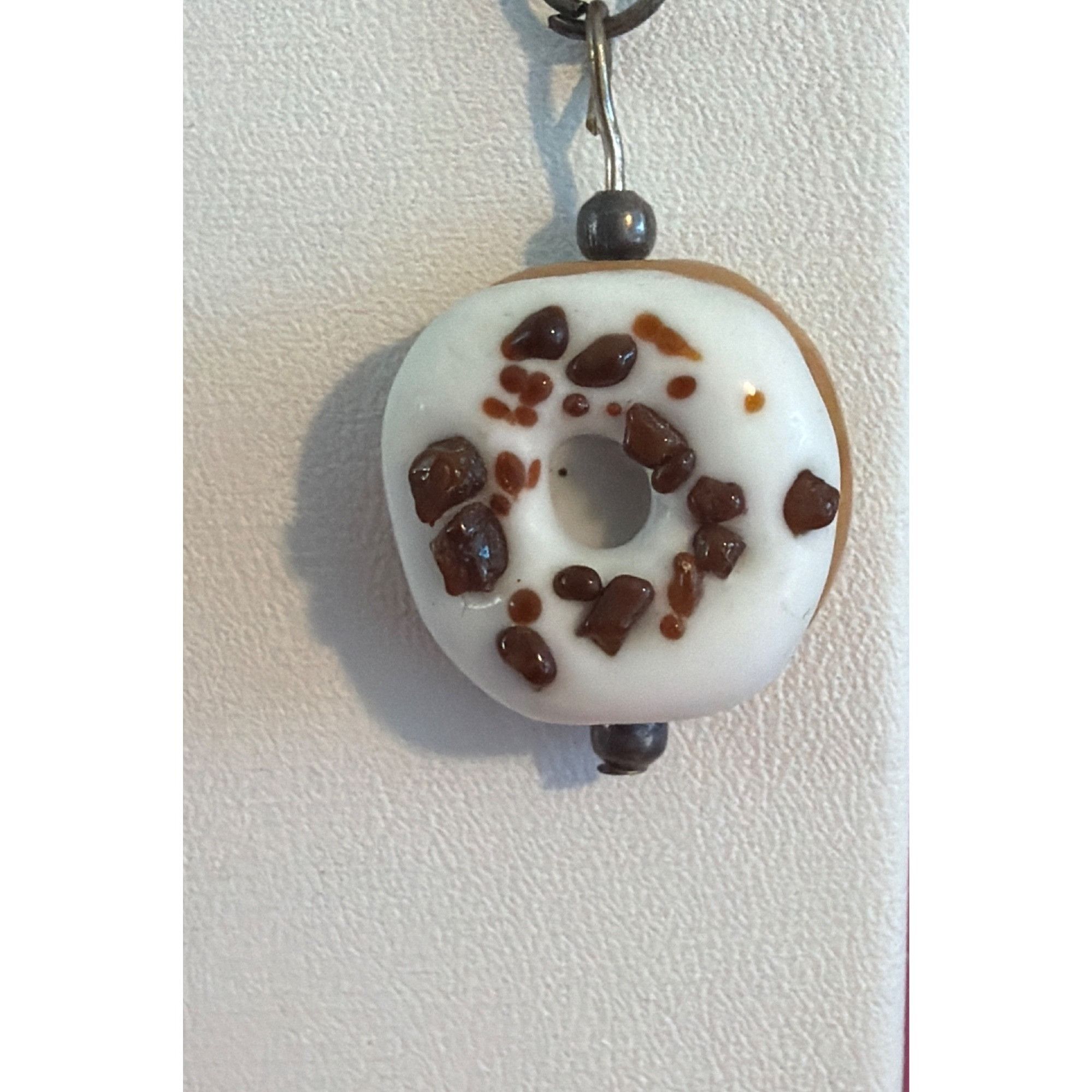 Other Silver Tone Glass Chocolate Sprinkled Donut Earrings Dangle Size ONE SIZE - 2 Thumbnail