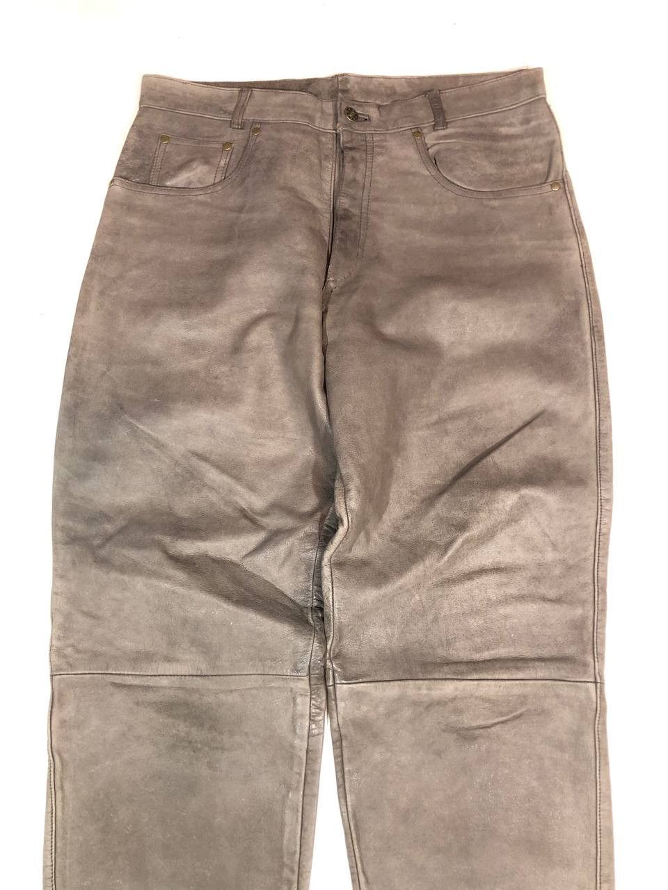Leather × Vintage Blue Steel Moto Biker Leather Pants Size US 34 / EU 50 - 2 Thumbnail