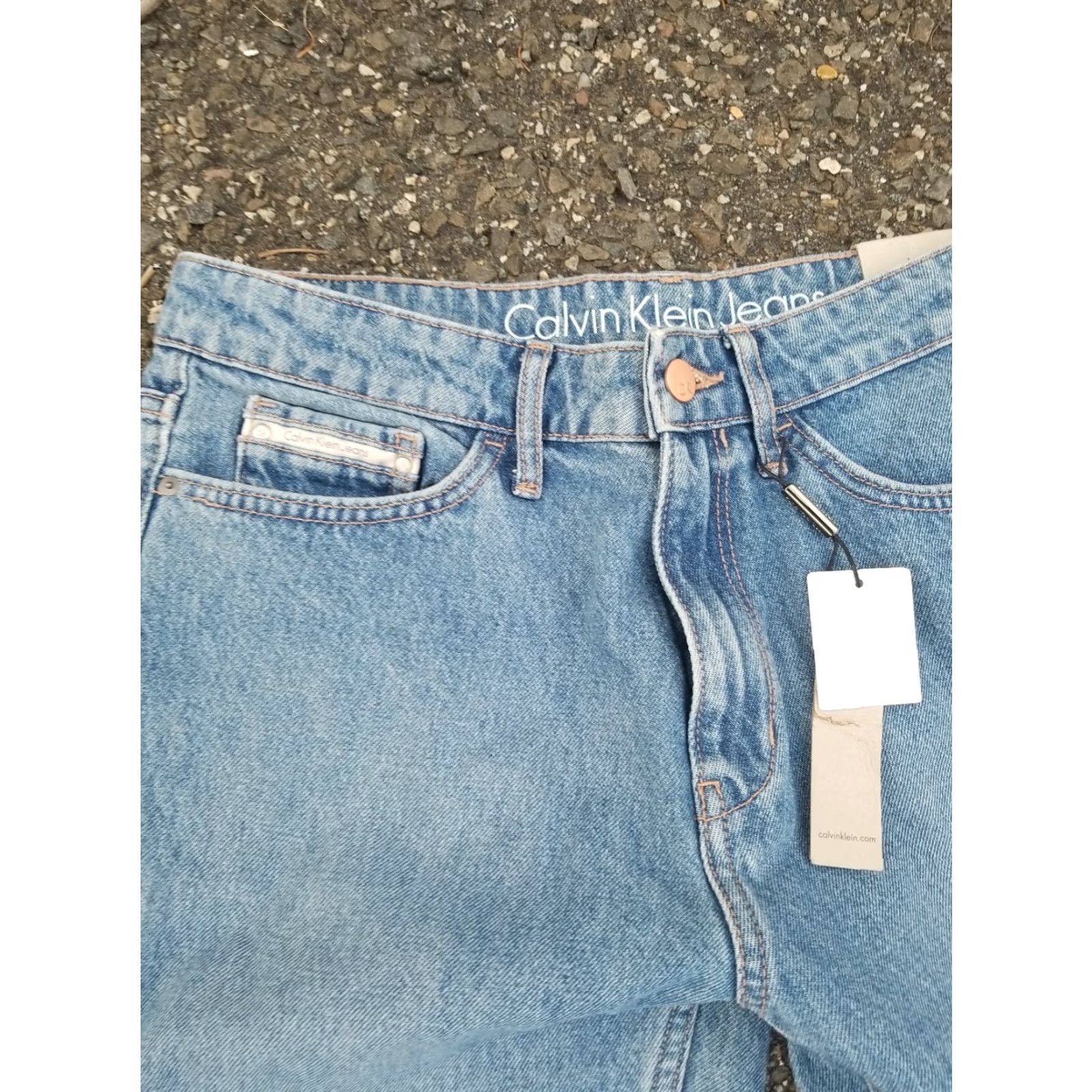 Calvin Klein Calvin Klein Jeans Womens Size 29 High Rise Straight Jeans Belted Blue Cotton Denim Regular Length Petite Size 29" - 2 Thumbnail