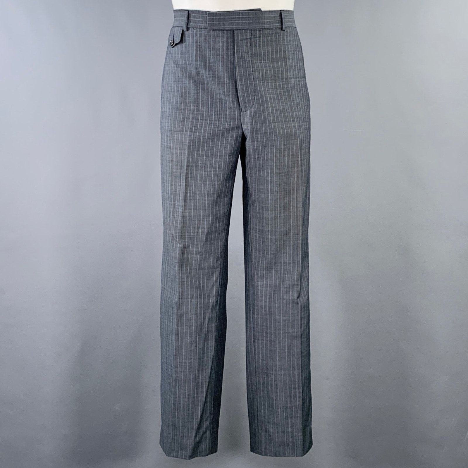 Ted Baker TED BAKER Grey Blue Pinstripe Wool Mohair Notch Lapel Suit Size 40R - 4 Thumbnail
