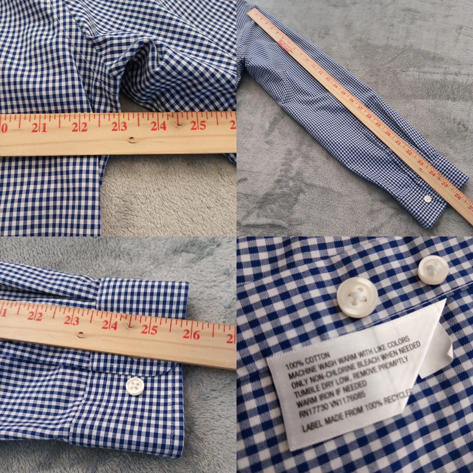 Vintage Goodfellow Shirt Mens Large Blue Plaid Long Sleeve Button Up Cotton Size US L / EU 52-54 / 3 - 8 Thumbnail