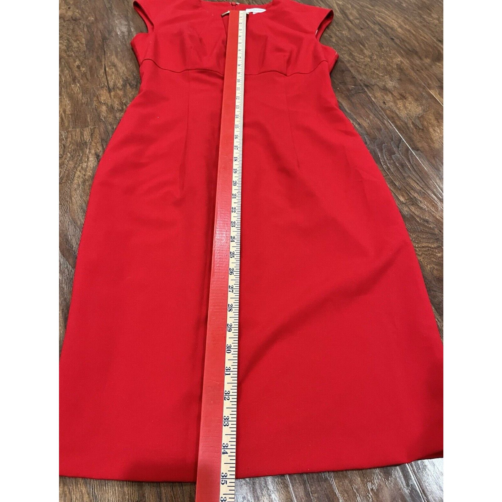 Calvin Klein Calvin Klein Red Dress Size 4 V Neck Knee Sleeveless fornal Size S / US 4 / IT 40 - 3 Thumbnail