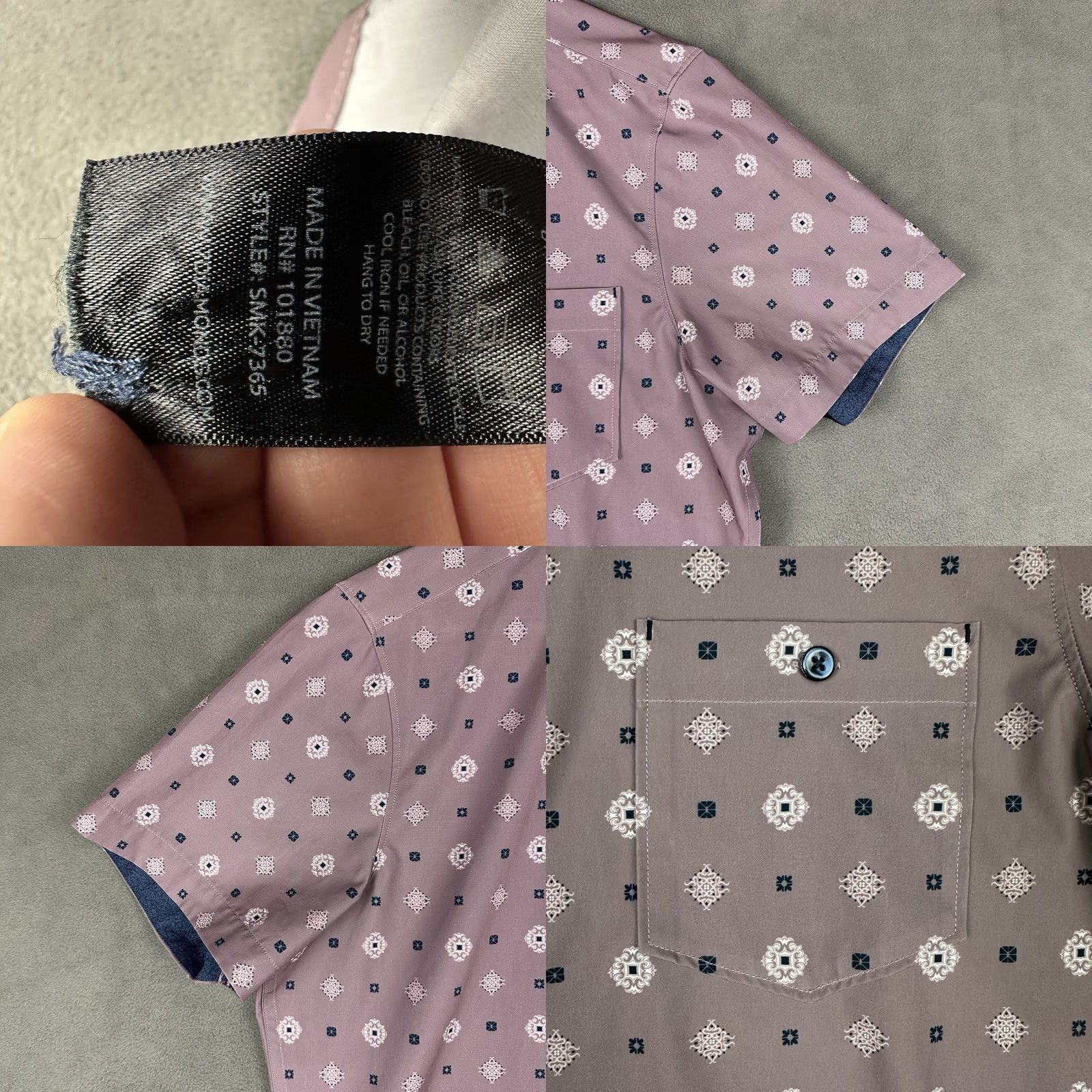 Vintage 7 Diamonds Woven Shirt Mens Small Light Purple Geometric Daydreamer Button Up Size US S / EU 44-46 / 1 - 8 Thumbnail