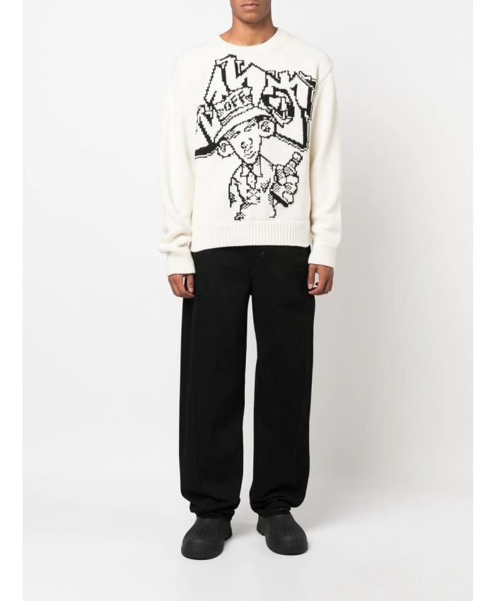 Off-White o1gr1nt1124 Graffiti Freest Chunky Knit Crew Sweater Size US L / EU 52-54 / 3 - 4 Thumbnail
