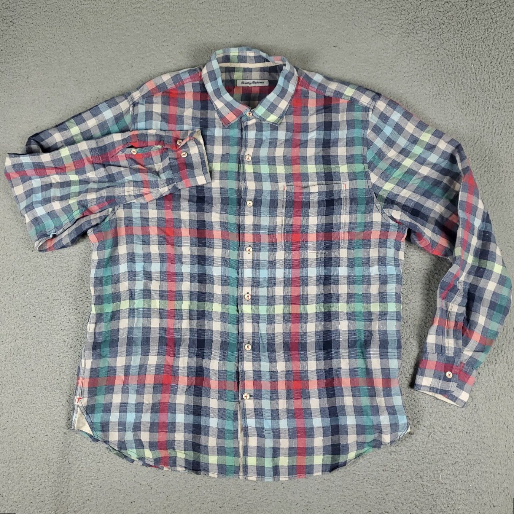 Tommy Bahama VINTAGE Tommy Bahama Shirt Mens Large Blue Linen Plaid Button-Up Long Sleeve Casual Classic Plaid Beach Modern Adult Mens Size US L / EU 52-54 / 3 - 2 Thumbnail