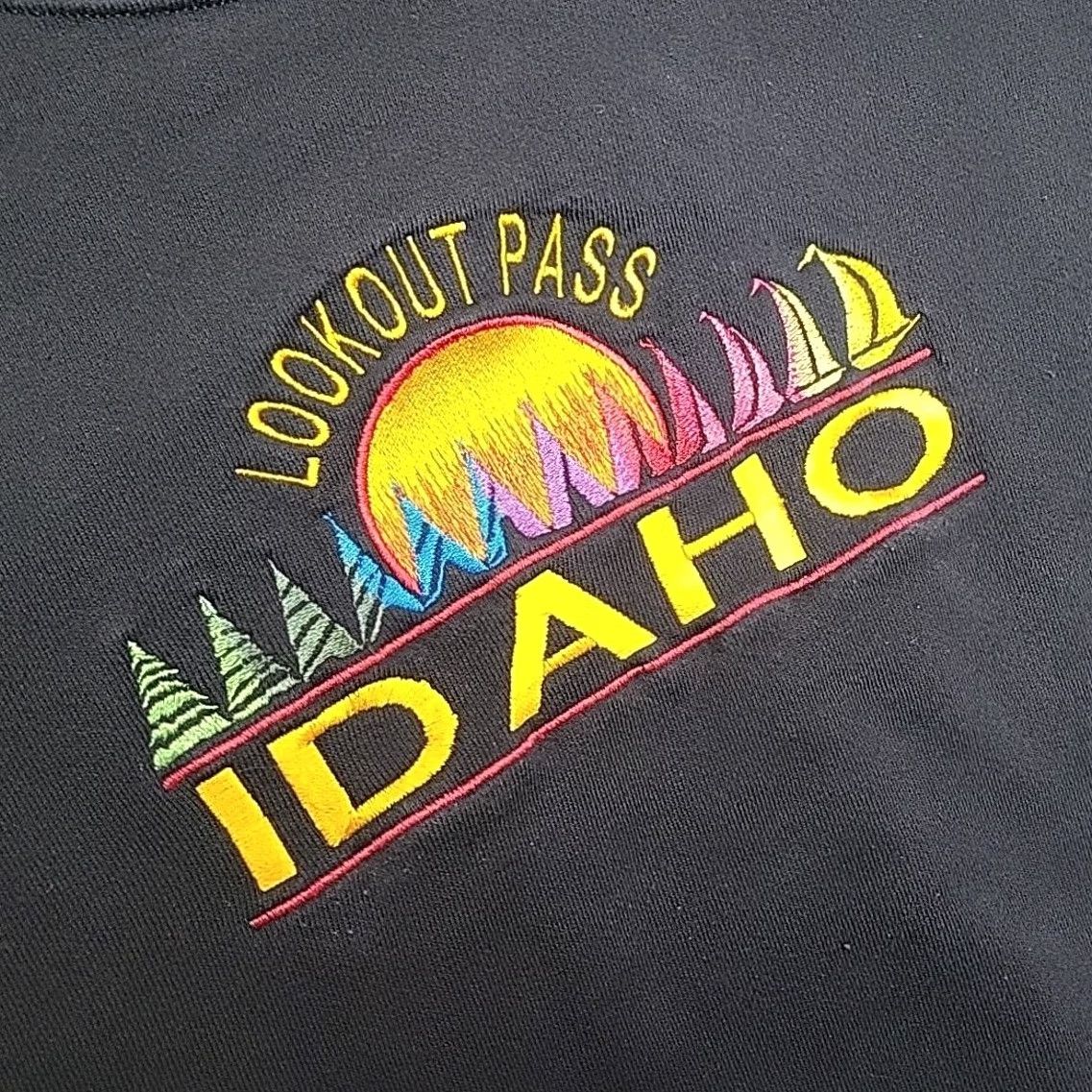 Delta VTG Idaho Sweatshirt SZ M Black Long Sleeve Lookout Pass Ski Sweater Made in USA Size US M / EU 48-50 / 2 - 5 Thumbnail