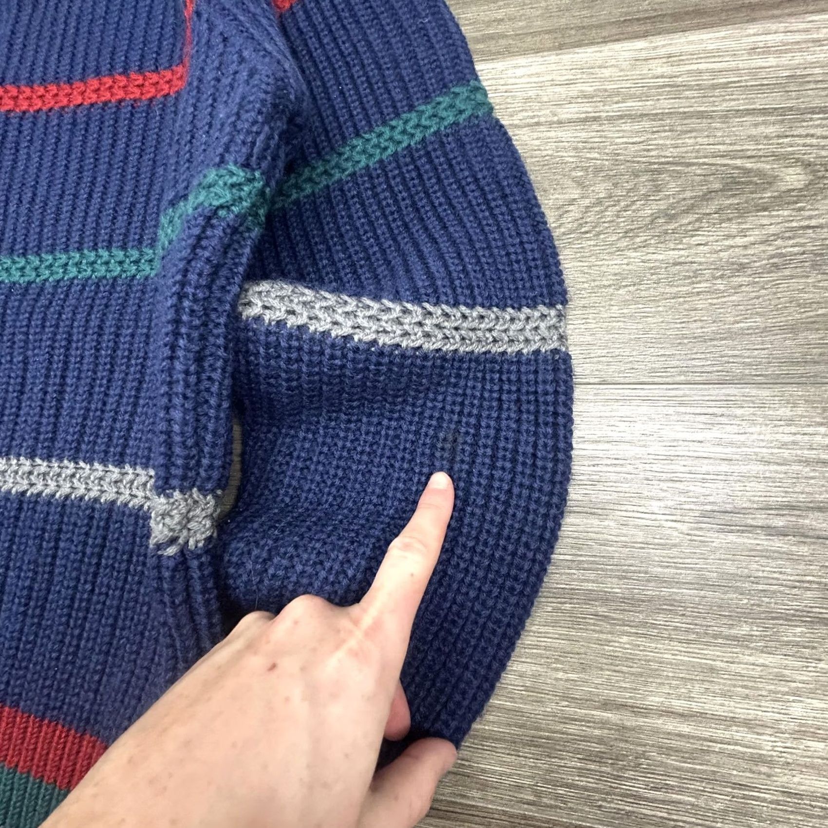 Vintage VINTAGE Boston Traders Sweater Mens Large Blue 100% Wool Stripe Chunky-Knit 90s Size US L / EU 52-54 / 3 - 5 Thumbnail