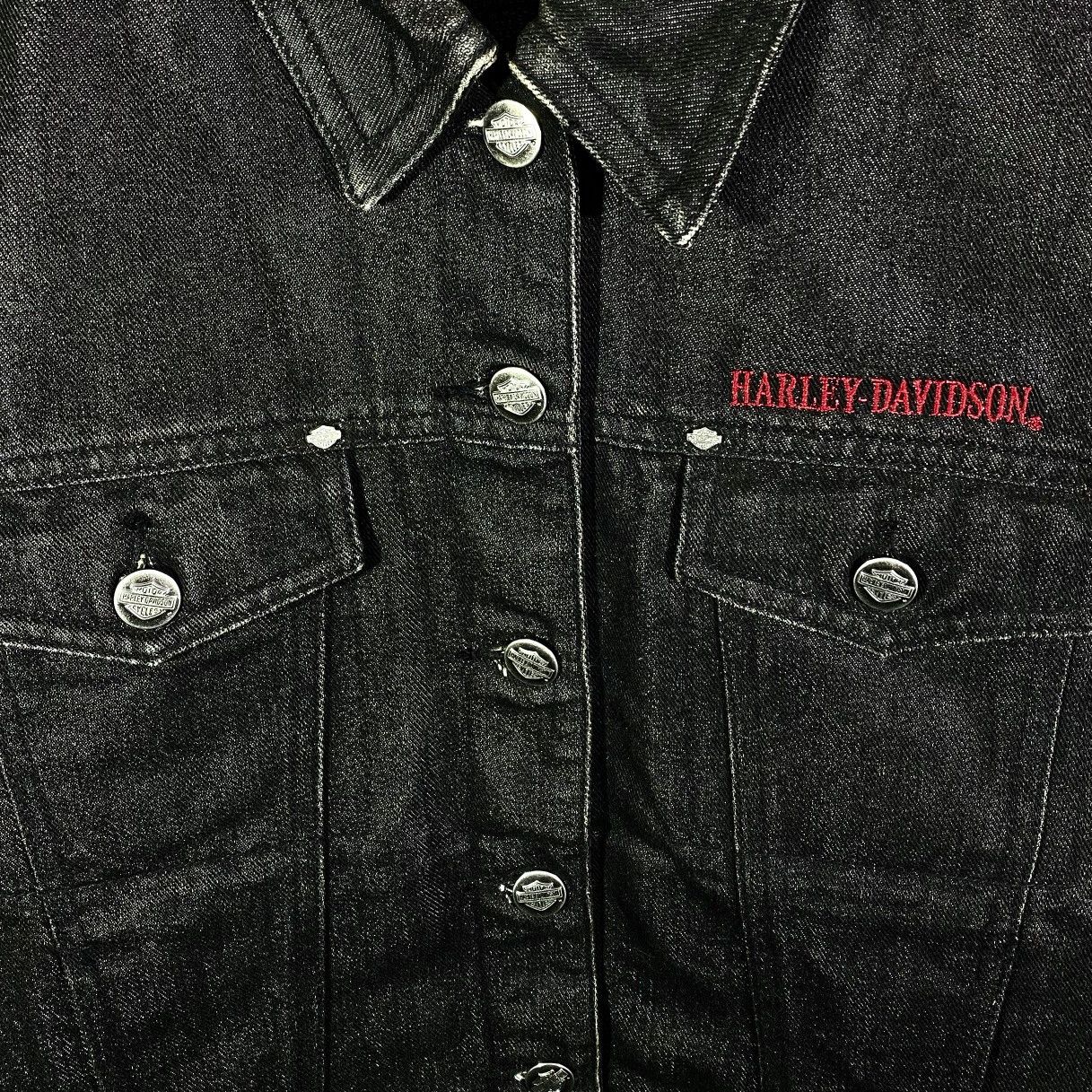 Harley Davidson Veste En Jean Biker Broderies Tribal Vintage Harley Davidson Size L / US 10 / IT 46 - 5 Thumbnail
