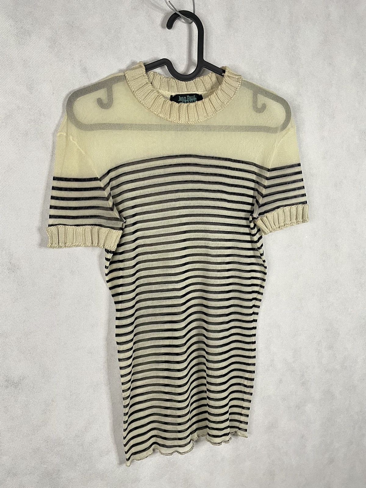 Jean Paul Gaultier × Vintage Jean Paul Gaultier JPG Vintage Striped Mesh Short Sleeve Top Size S / US 4 / IT 40 - 3 Thumbnail