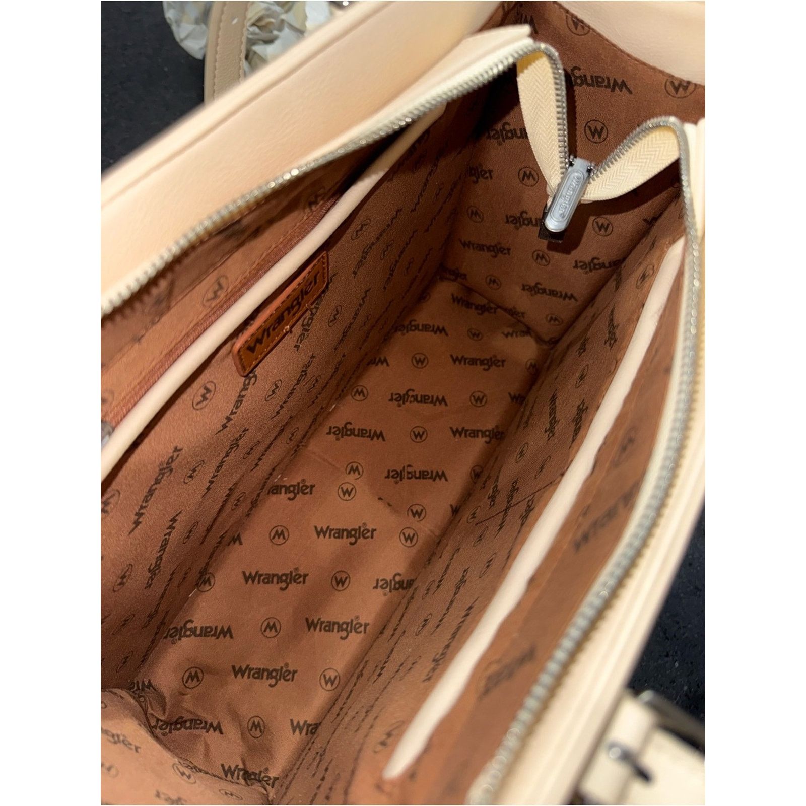 Wrangler Wrangler Beige Aztec Tote Bag WRANGLER LEATHER PATCH POCKET Size ONE SIZE - 8 Thumbnail