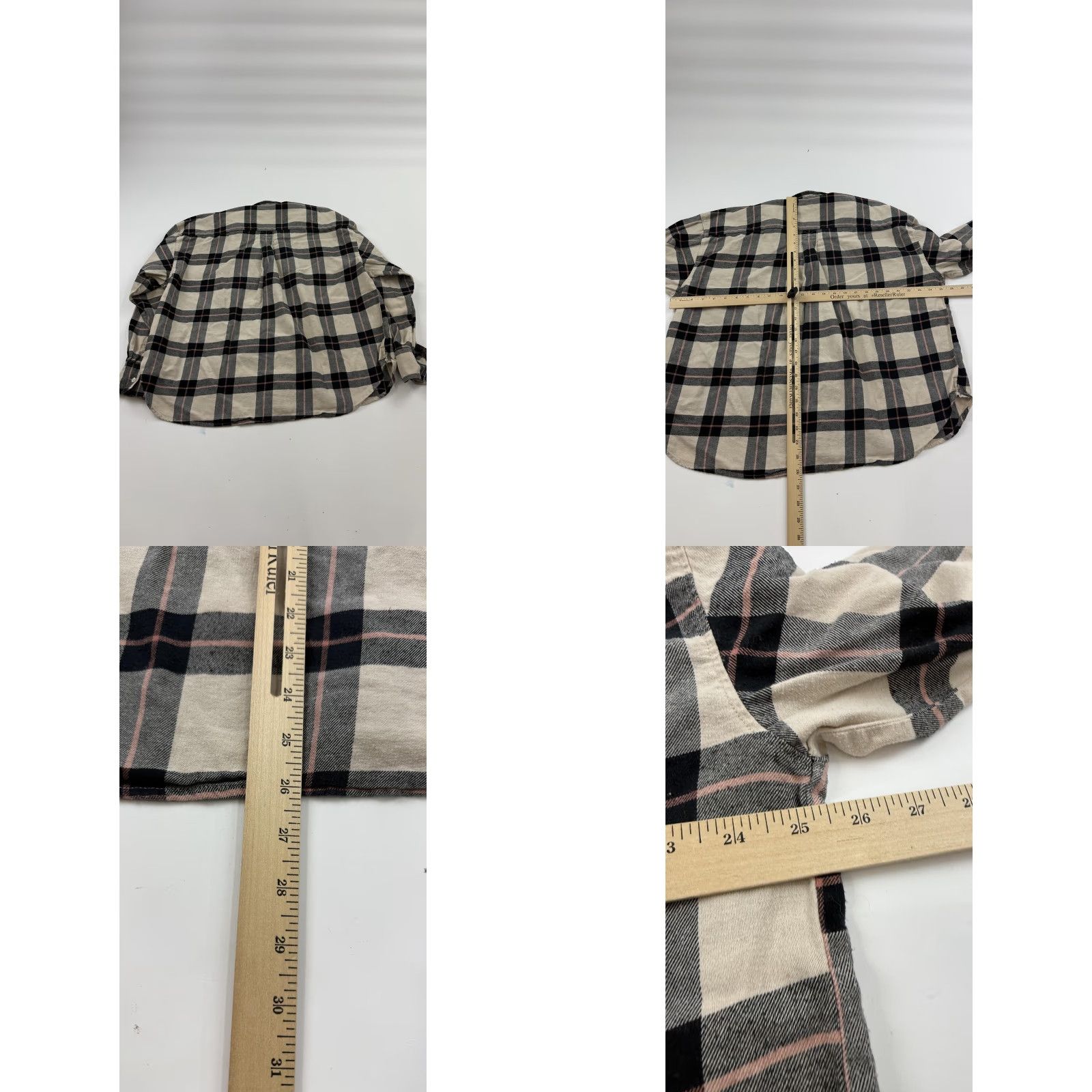 Levi's Levi's Shirt Women's XL Beige & Black Plaid Flannel Button-Down Long Sleeve Cotton Size XL / US 12-14 / IT 48-50 - 8 Thumbnail