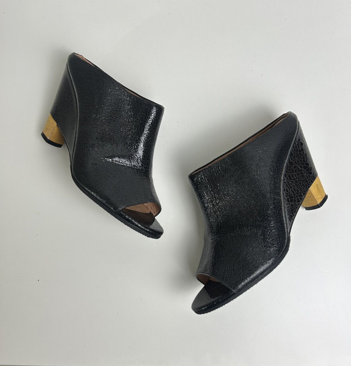 Other Italian vintage leather waxed wedge platform mules Size US 7.5 / IT 37.5 - 1 Thumbnail