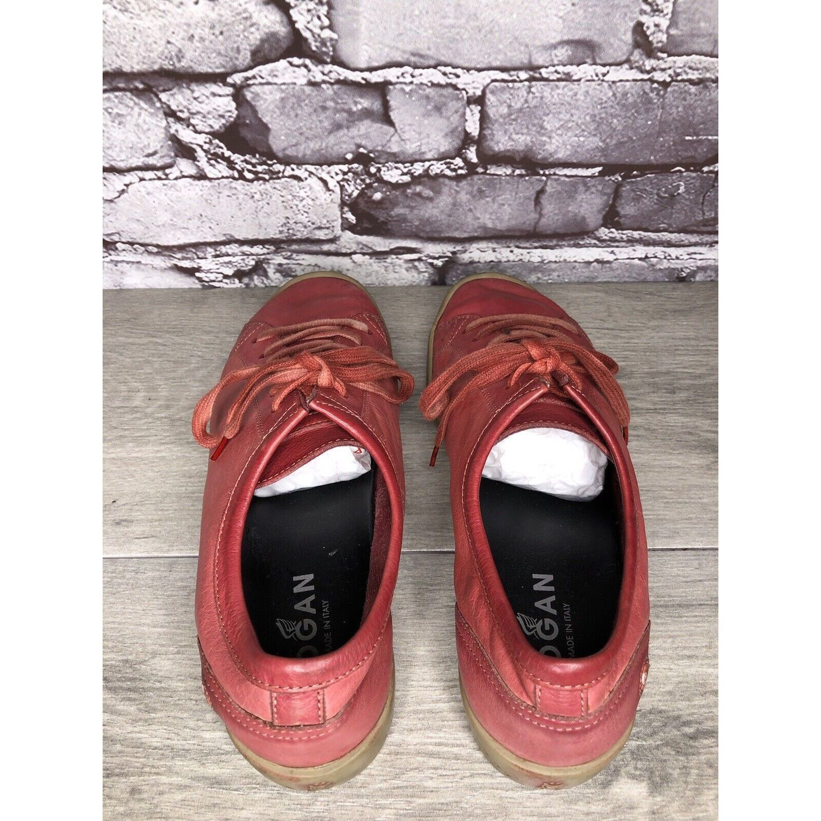 Hogan Hogan Red Leather Casual Comfort Lace Up Sneakers Shoes Wome Size US 9.5 / IT 39.5 - 5 Thumbnail