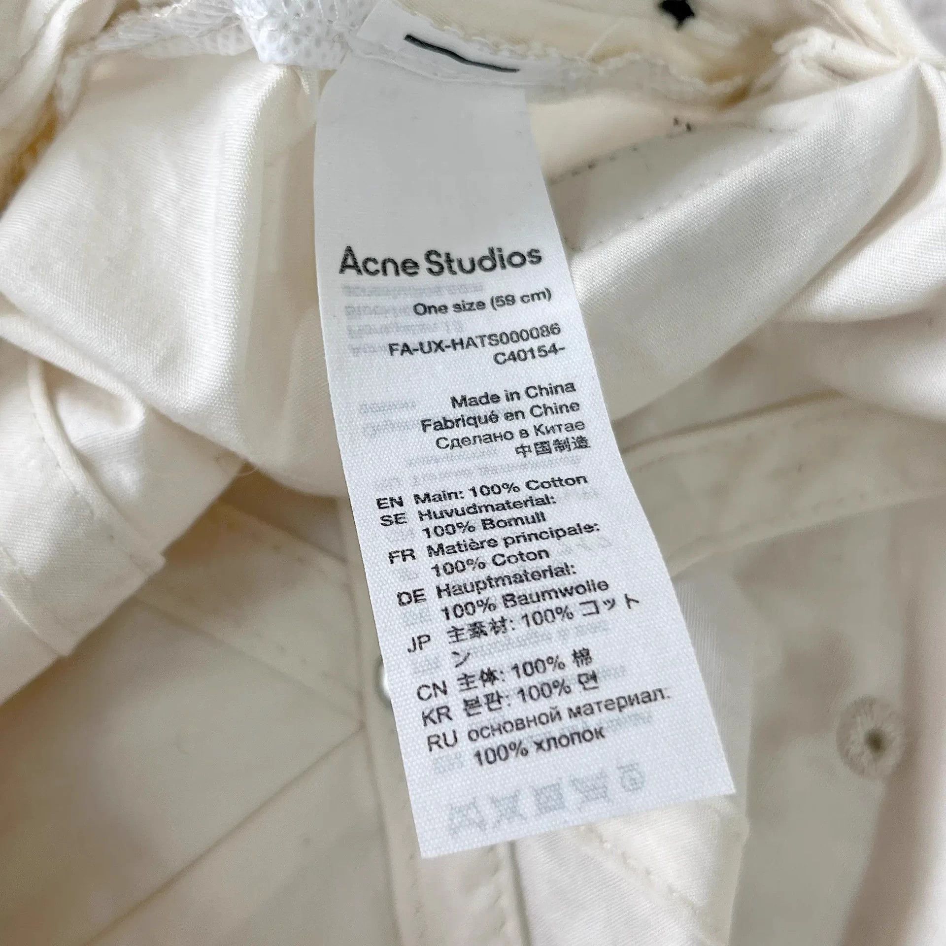 Acne Studios Acne Studios White Baseball Cap Size ONE SIZE - 8 Thumbnail