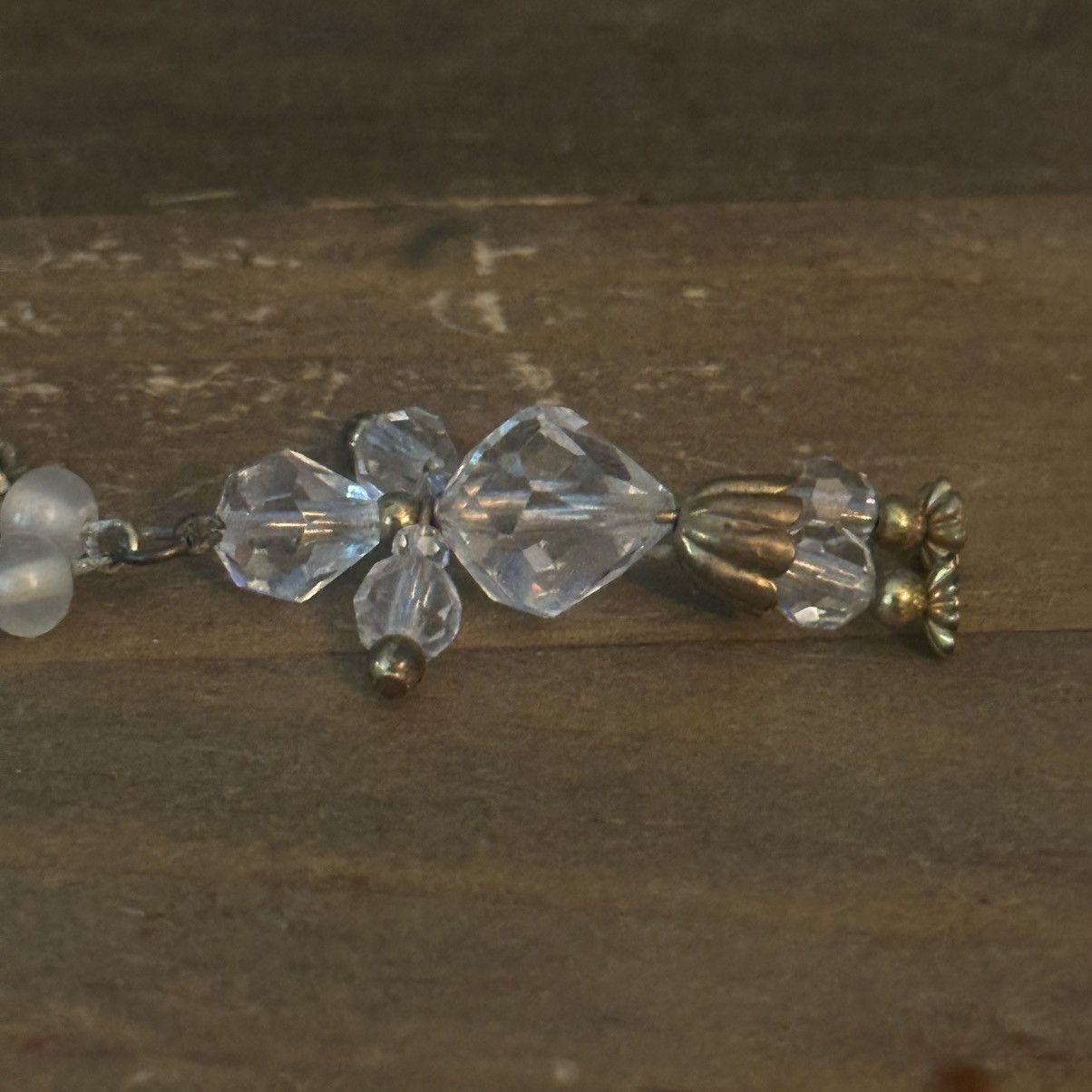 Vintage Vintage glass bead bracelet with crystal person charm Size ONE SIZE - 3 Thumbnail