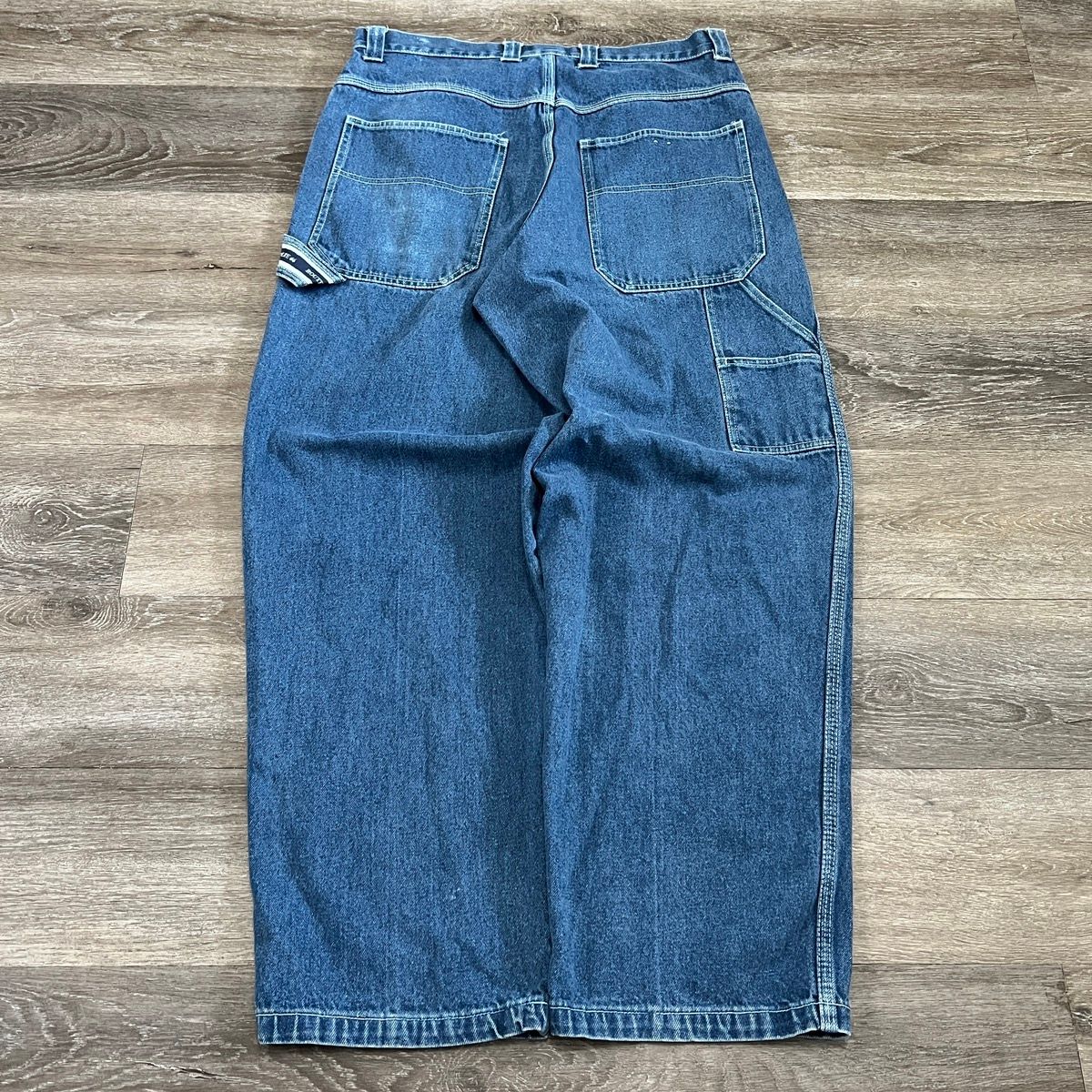 Pre-owned Jnco X Route 66 Perfect Vintage Y2k Route 66 Jnco Style Baggy Wide Leg Jeans In Navy