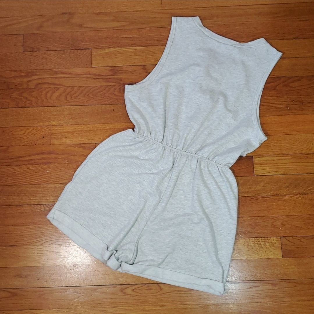Fashion Nova Fashion Nova Size L Romper Grey Jersey Stretchy Tie Lace Up Size 34" / US 12 / IT 48 - 6 Thumbnail