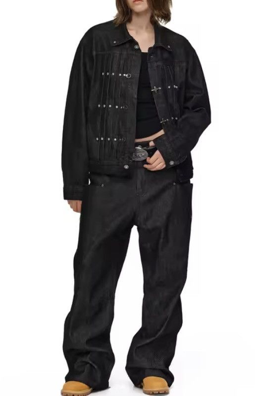 Japanese Brand Fireman Clasp Black Cropped Denim Jacket Size US L / EU 52-54 / 3 - 5 Thumbnail
