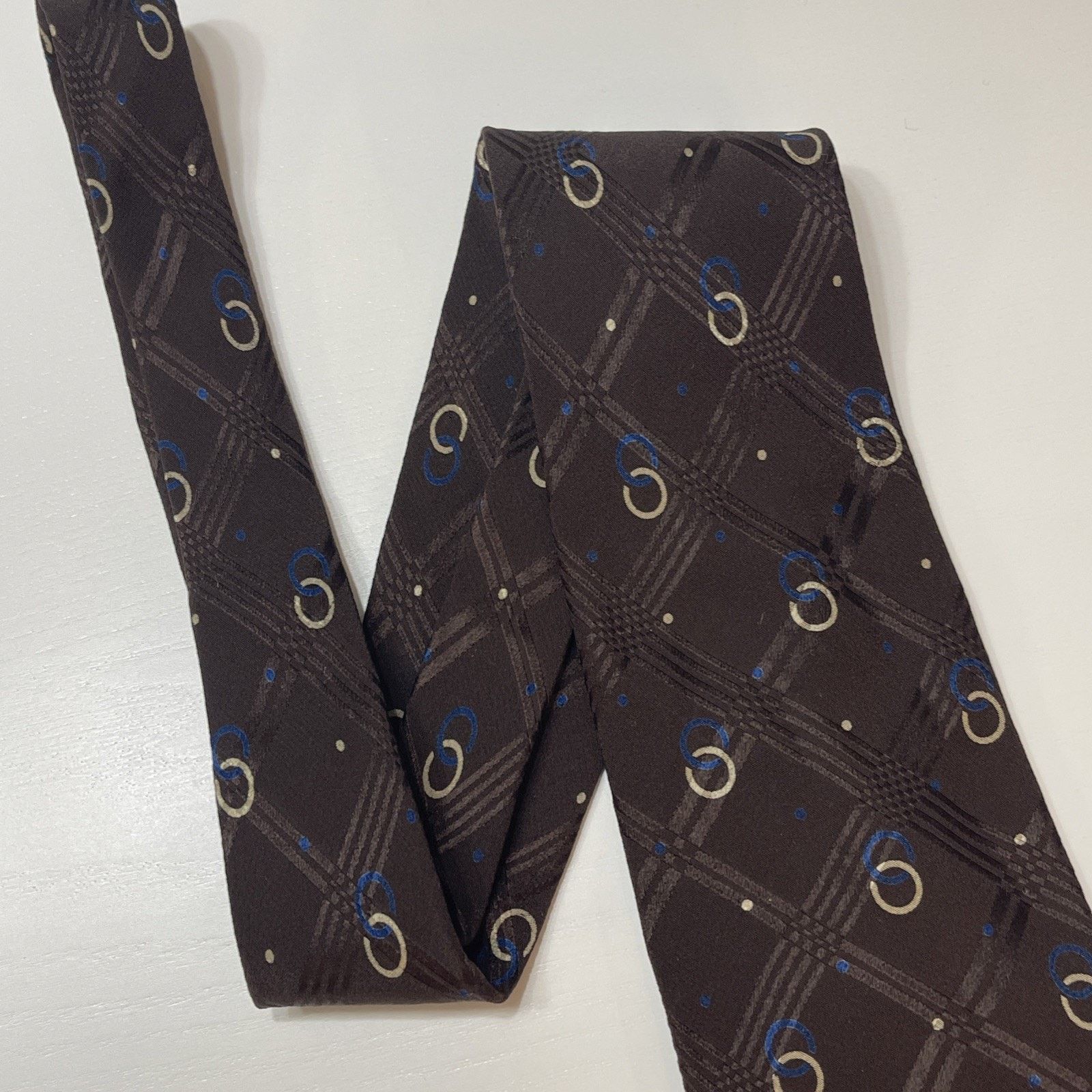 Polo Ralph Lauren POLO Ralph Lauren 100% Silk Handmade Necktie Brown w/ Blue Size ONE SIZE - 5 Thumbnail