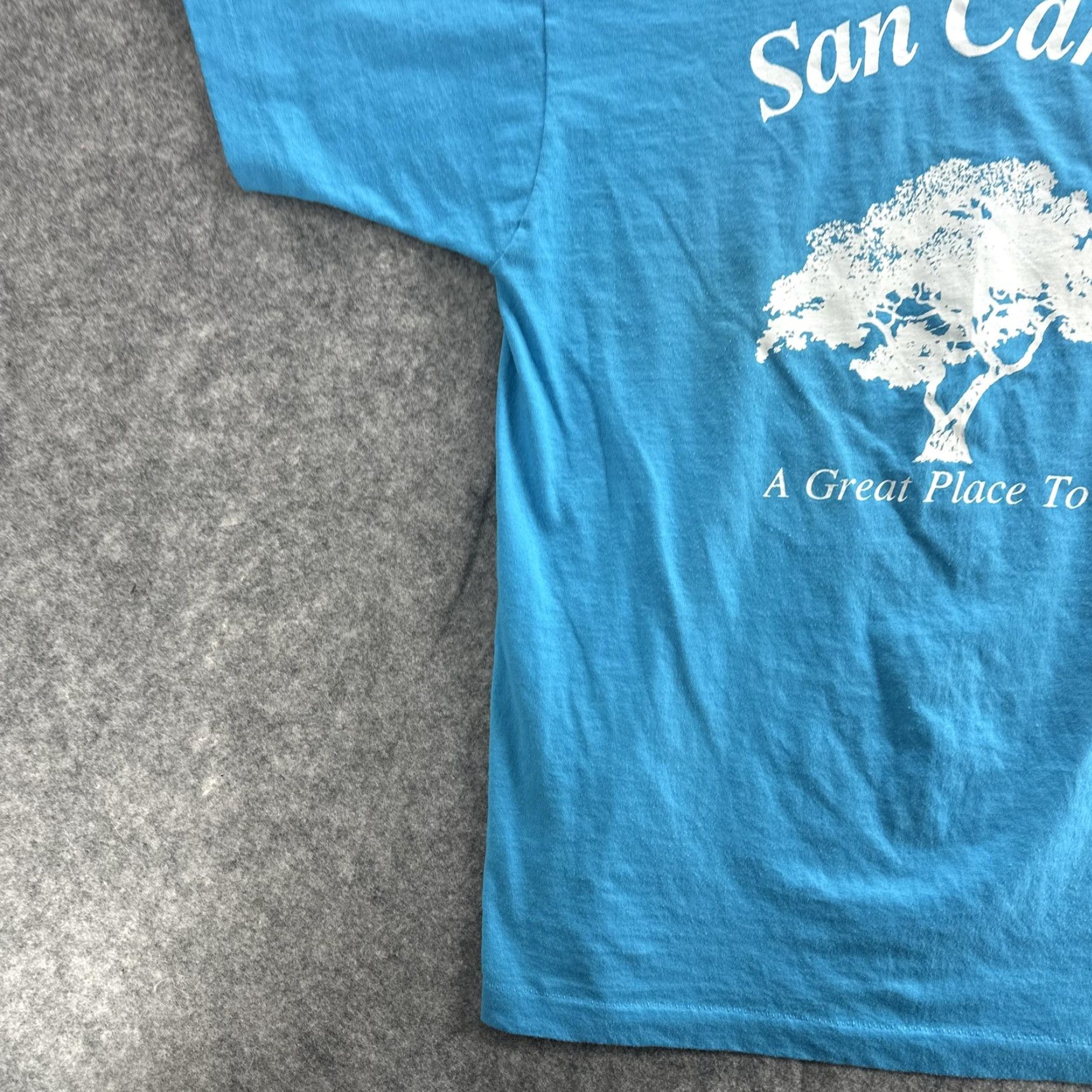Fruit Of The Loom VINTAGE San Carlos Shirt Mens L Blue Fruit of the Loom Tee California Tree 90s City Travel Palm Print Graphic Cotton Polyester Crew Neck Short Sleeve Size US L / EU 52-54 / 3 - 4 Thumbnail