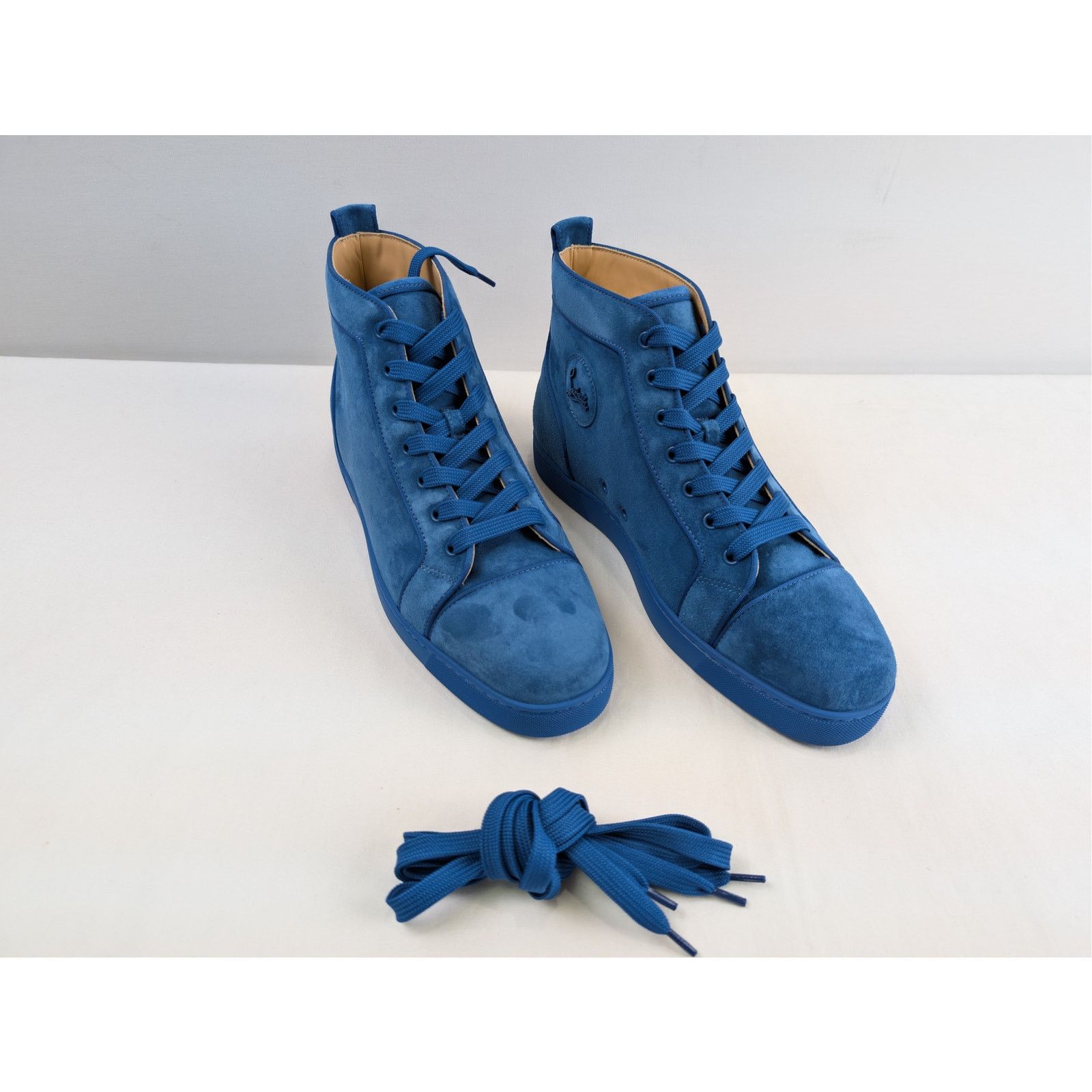 Christian Louboutin o1rshd1 Louis Orlato flat high-top sneaker in blue suede Size US 10 / EU 43 - 6 Thumbnail