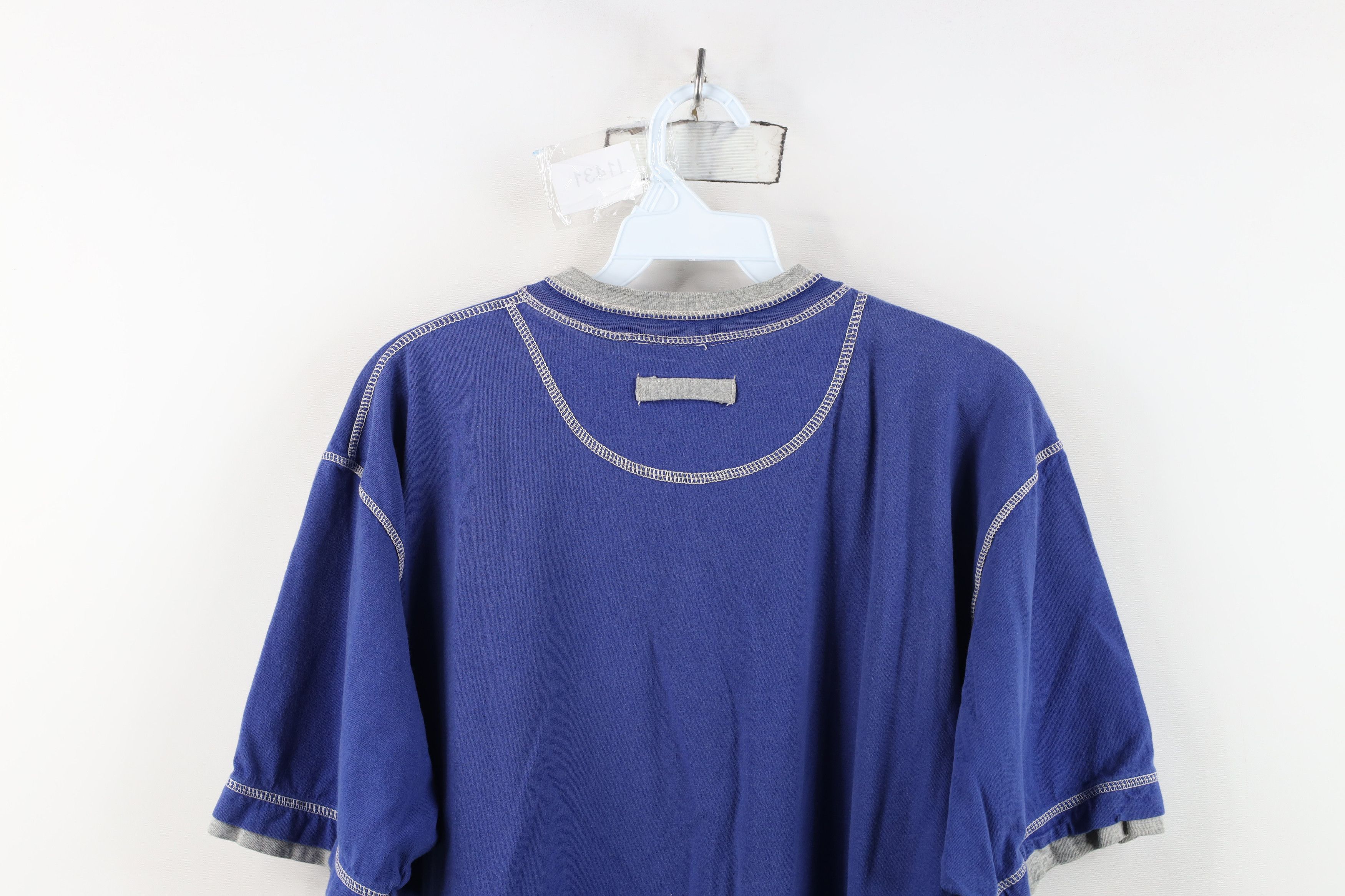 Vintage Vintage 90s MLB Baseball Faded Layered Henley T-Shirt Blue Size US L / EU 52-54 / 3 - 14 Thumbnail