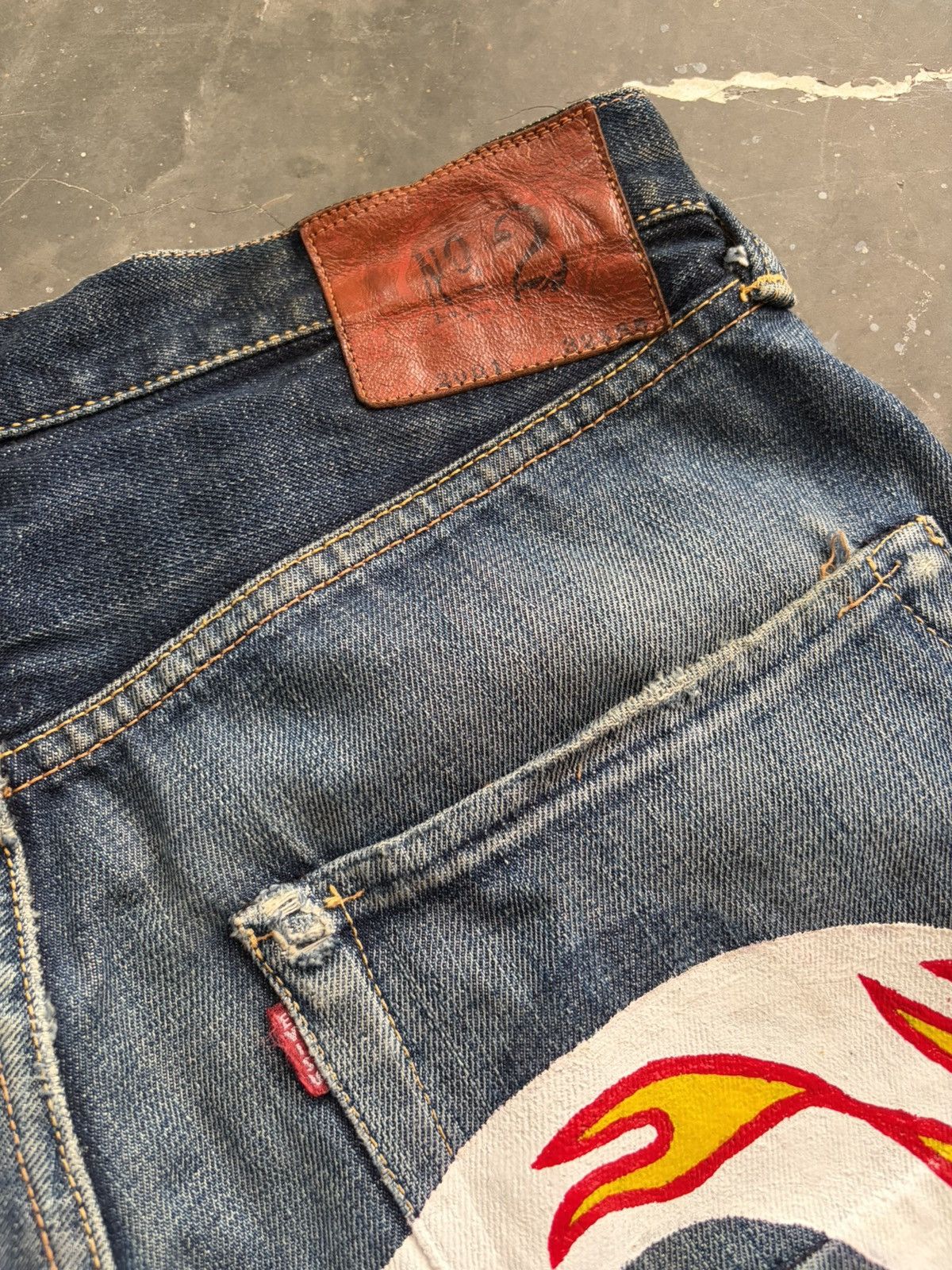 Evisu evisu NO2 2001 daicock flame art-paint selvedge Size US 32 / EU 48 - 6 Thumbnail