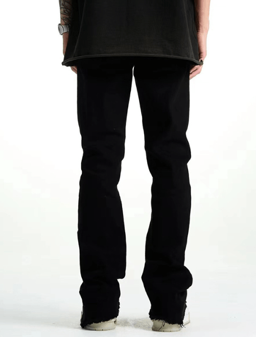 Japanese Brand × Jean Vintage high street slim straight black ripped jeans Size US 32 / EU 48 - 4 Thumbnail