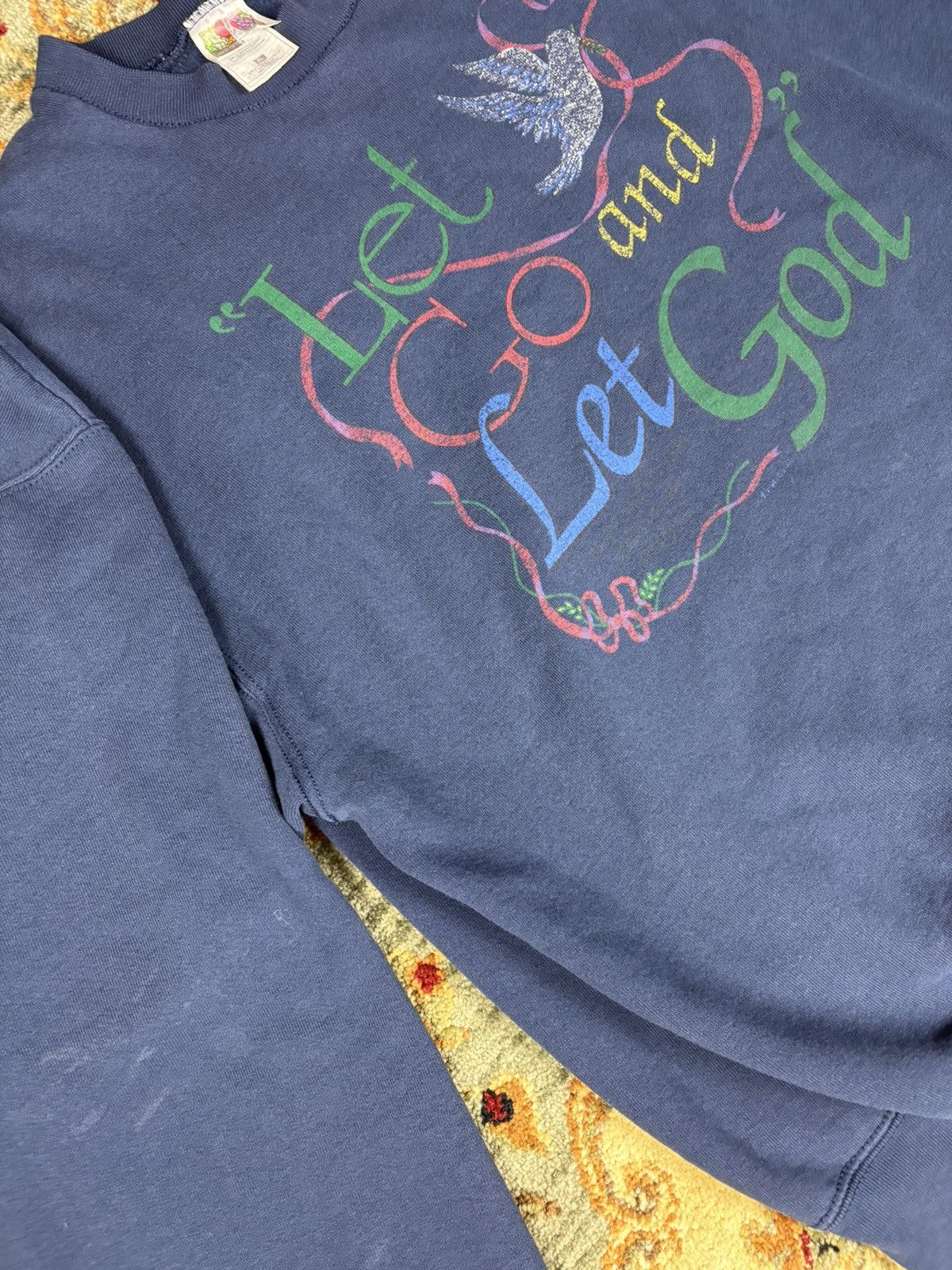 Fruit Of The Loom × Vintage Vintage 90s God Crewneck Sweatshirt Size US XL / EU 56 / 4 - 5 Thumbnail