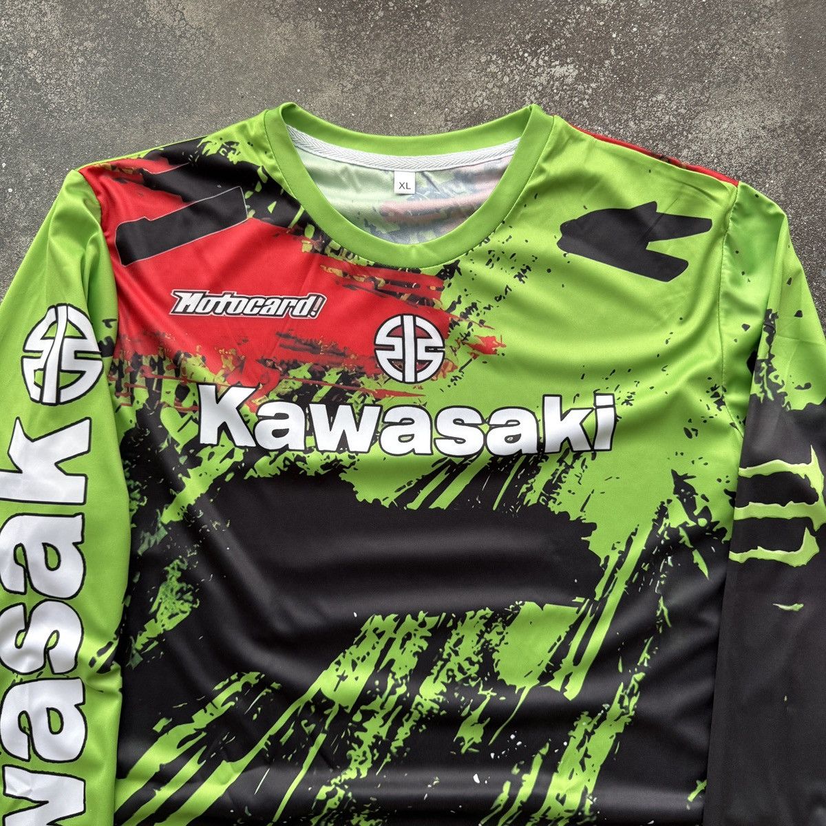 20471120 Kawasaki x Monster Energy Y2K Hype Moto Racing Jersey Size US XL / EU 56 / 4 - 4 Thumbnail