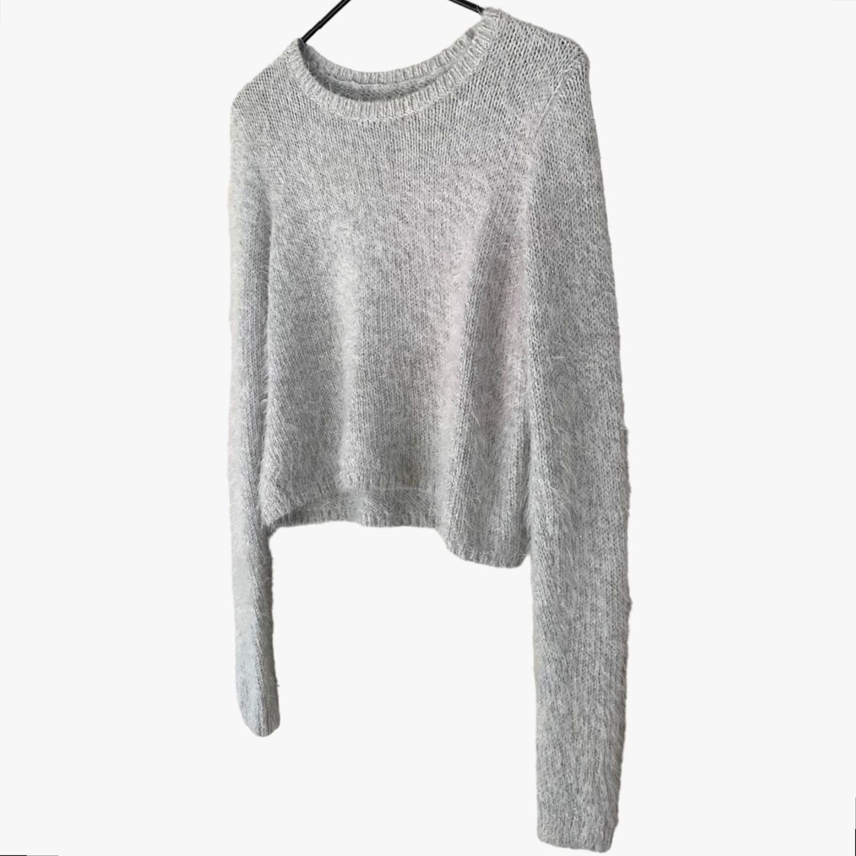 Abercrombie & Fitch Abercrombie & Fitch Cropped Fuzzy Sweater Women's Medium Gray Metallic Pullover Size M / US 6-8 / IT 42-44 - 2 Thumbnail