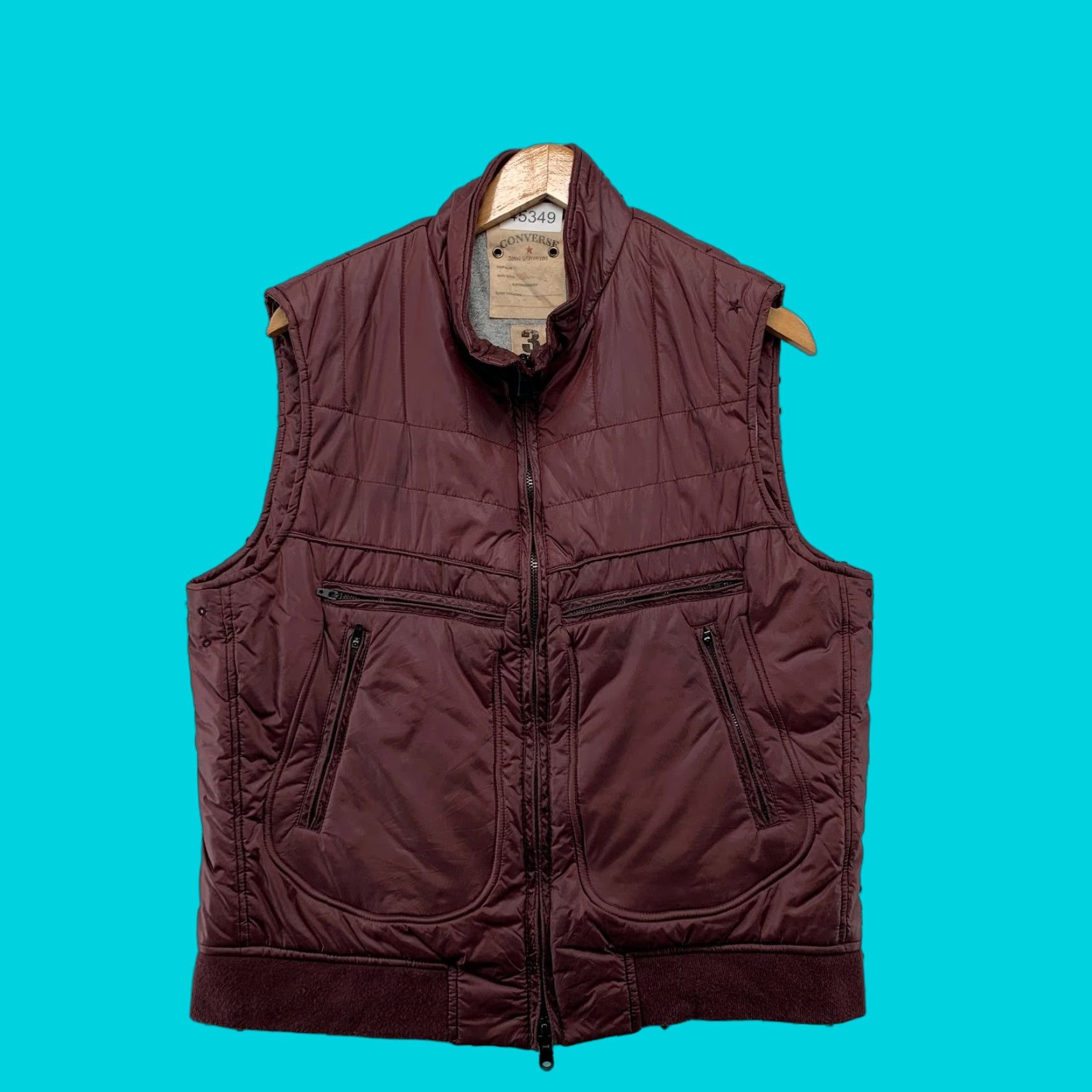 VINTAGE John Varvatos Converse Vest Mens L Maroon Sleeveless Insulated