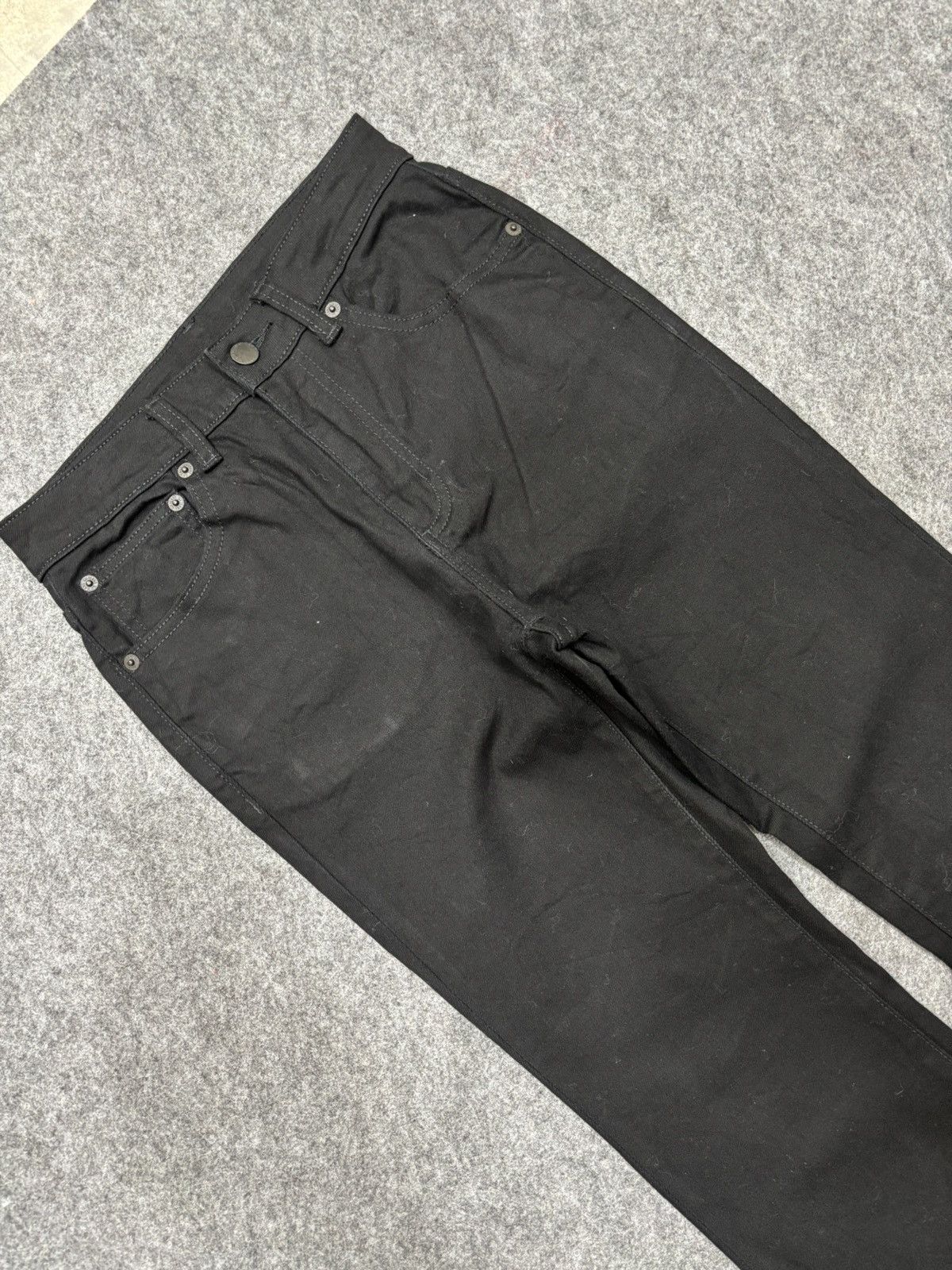 GU 💥Flare💥Japanese Brand GU Superblack Elastic Denim F693 Size US 26 / EU 42 - 6 Thumbnail