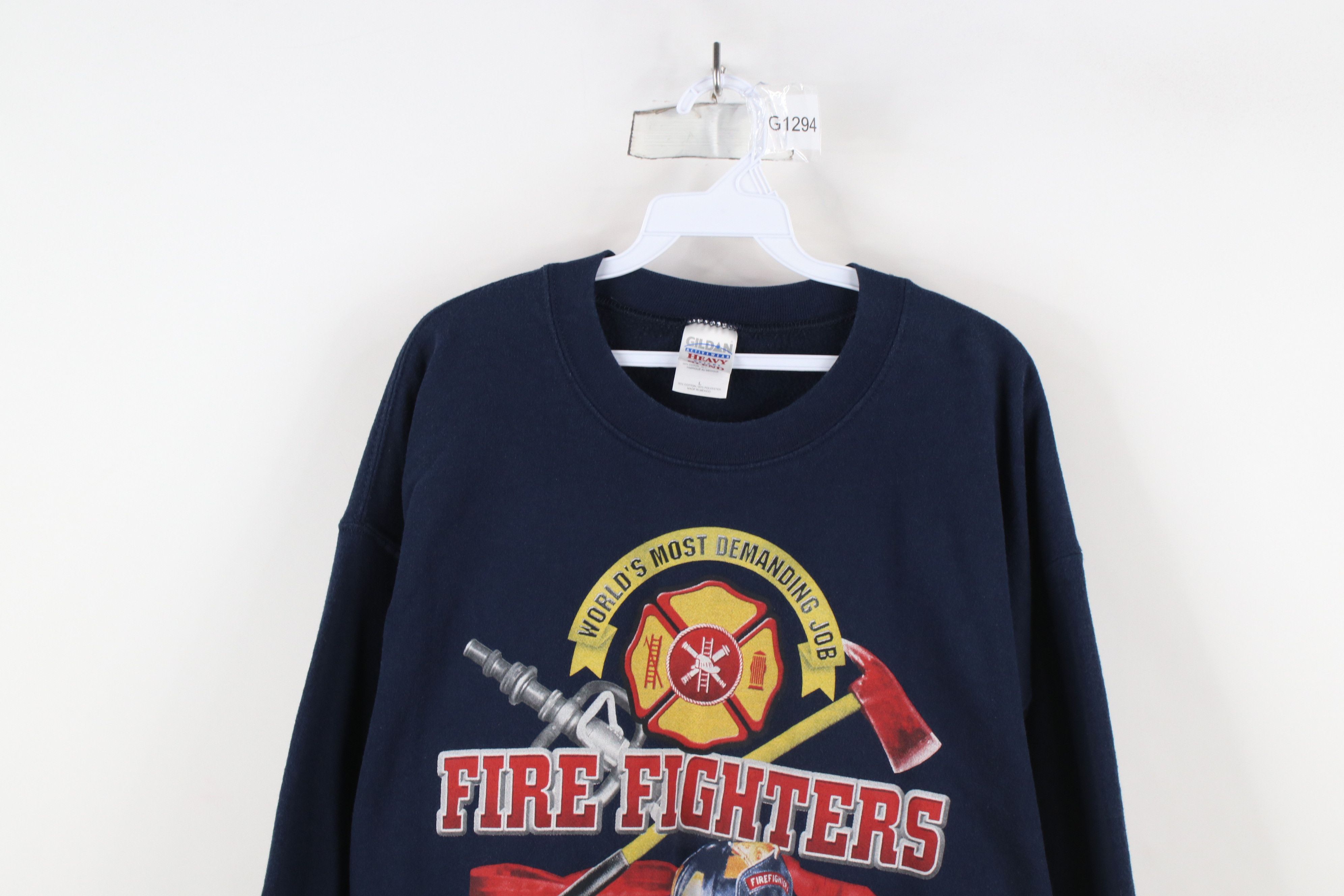 Vintage Vintage 90s Spell Out Fire Fighters Crewneck Sweatshirt Blue Size US L / EU 52-54 / 3 - 2 Thumbnail