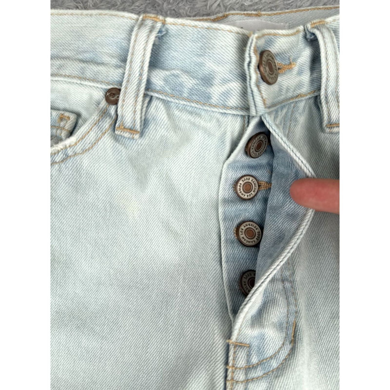 Vintage Kancan Jeans Jeans 26x33 Blue Wide-Leg High Rise 100% Cotton Distressed Junior Jeans Womens Regular 5-Pocket Western Logo Size 25" / US 0 / IT 36 - 5 Thumbnail