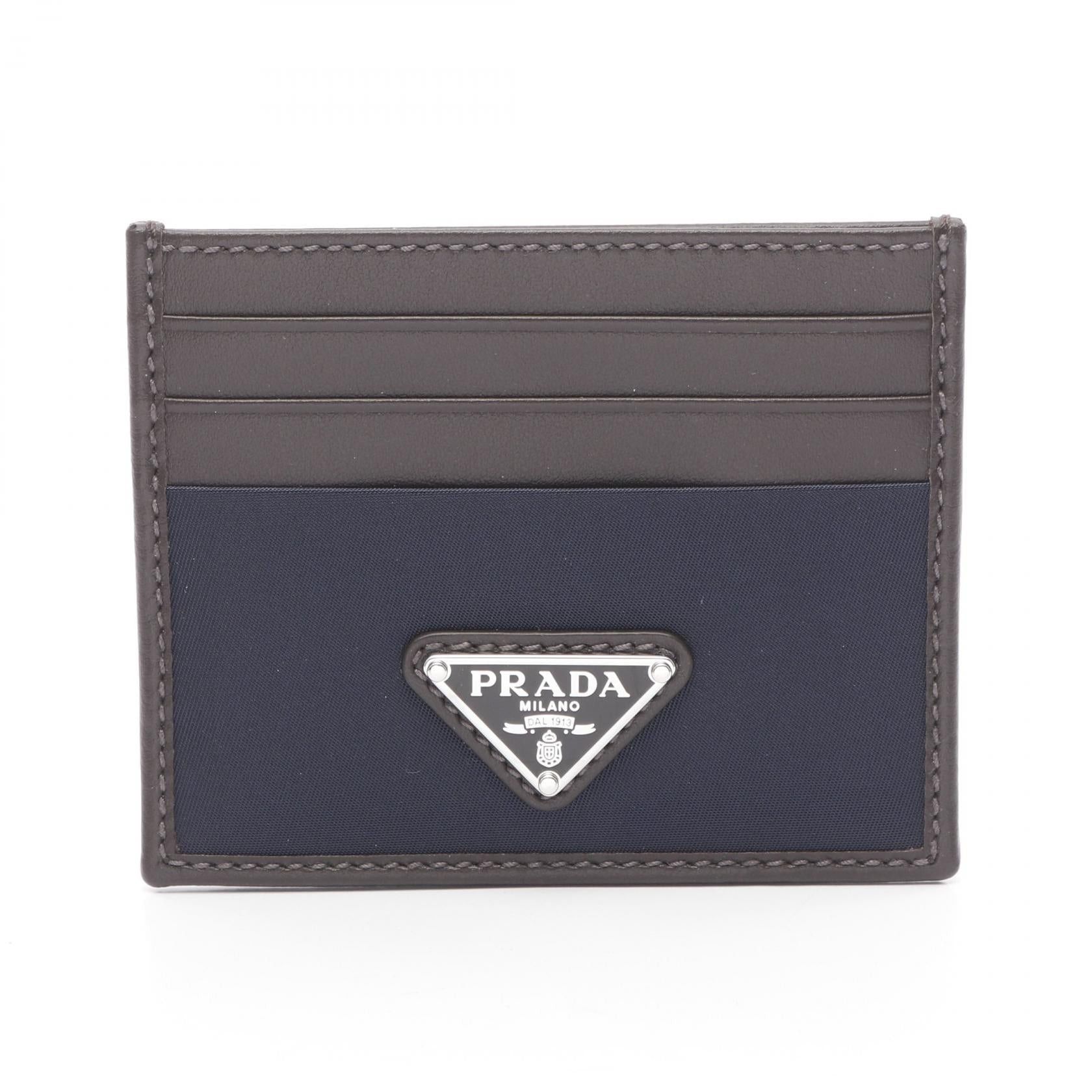 Prada Prada Re-Nylon Tessuto Camos Card Case Leather Nylon Navy Brown Size ONE SIZE - 1 Thumbnail