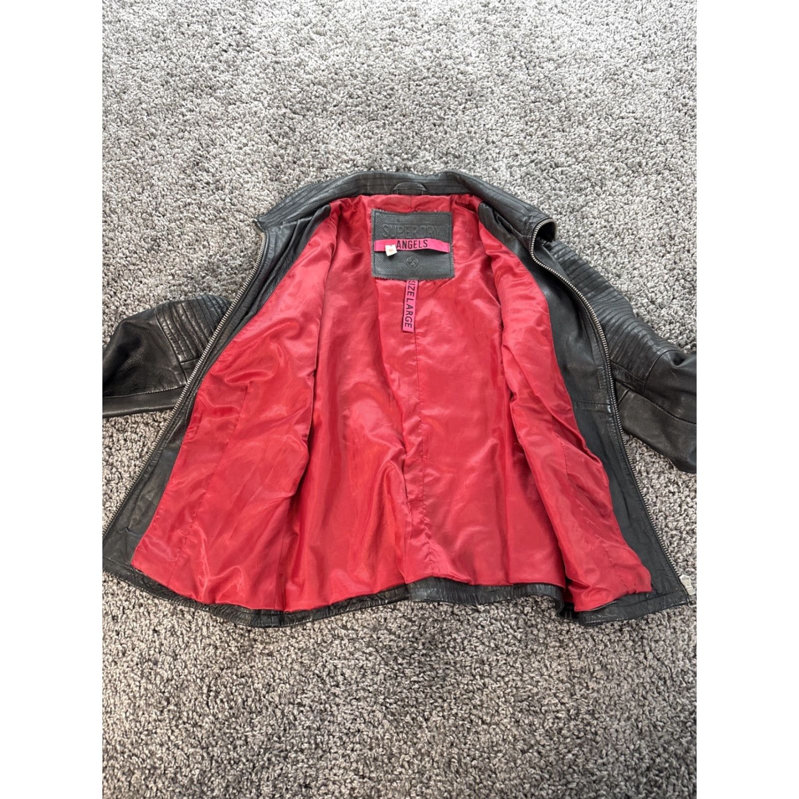 Superdry Superdry Leather Biker Jacket Women Full Zip L Black Size L / US 10 / IT 46 - 5 Thumbnail